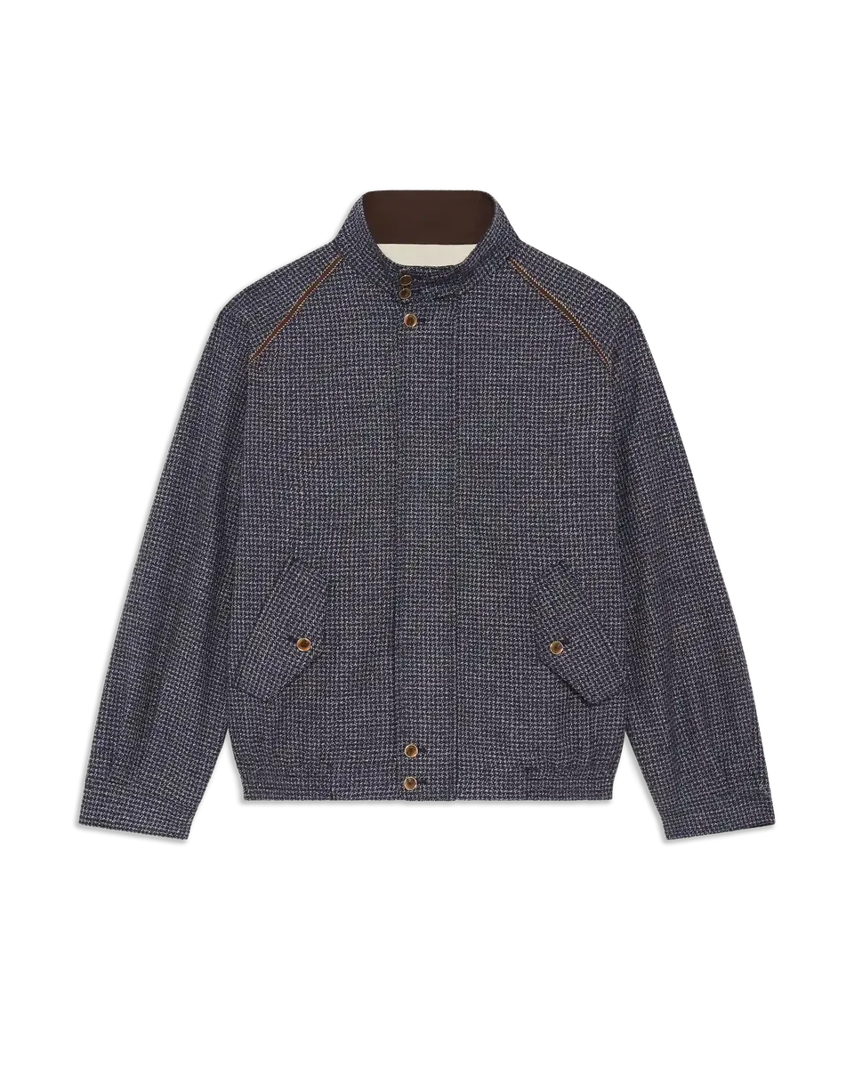Drôle De Monsieur Houndstooth Baracuta Jacke Navy Wolle