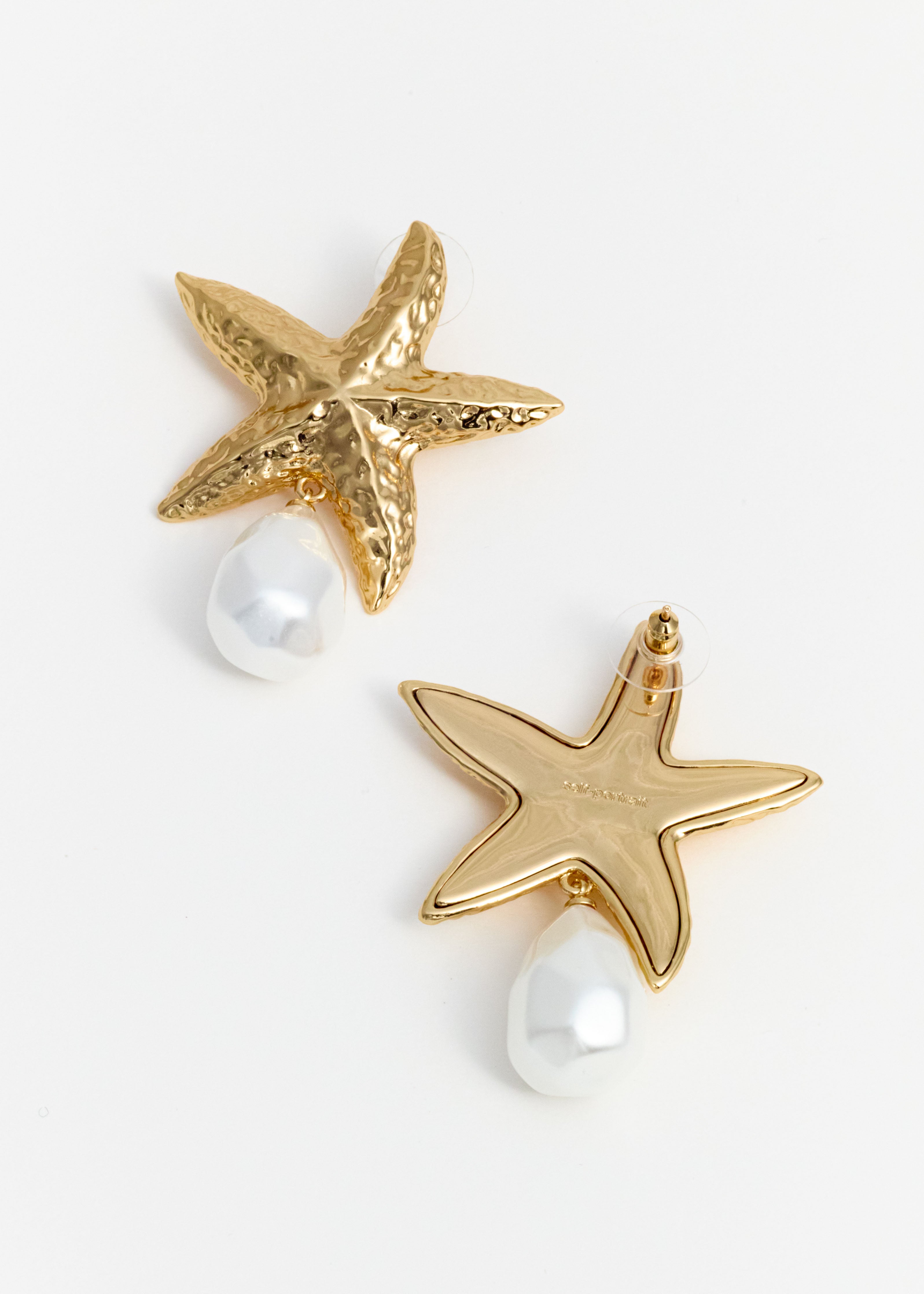 Self Portrait Mottled Gold Sea Star Pearl Earrings Ohrringe Gold One Size