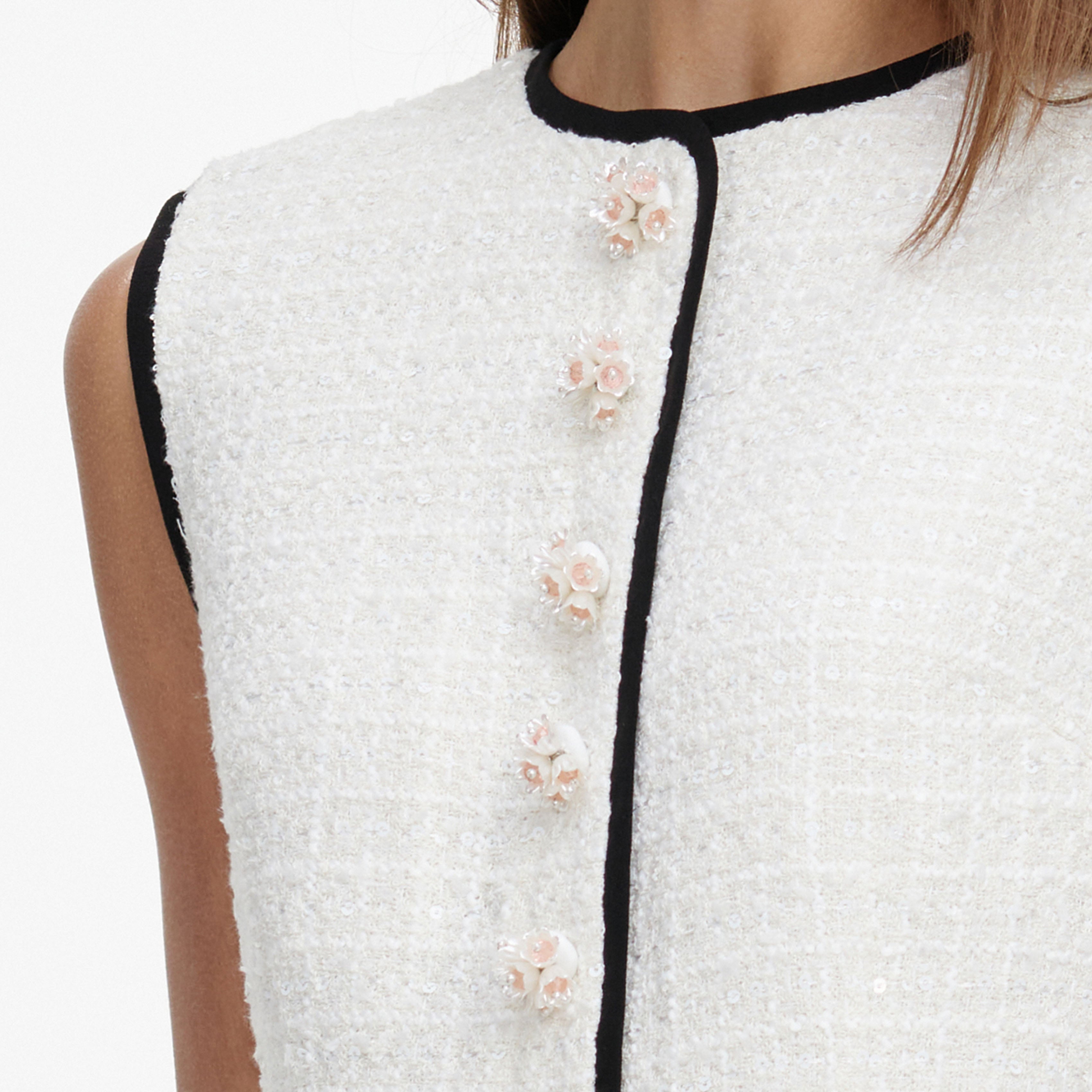 Self Portrait Cream Boucle Mini Kleid Creme UK 8 Taschen