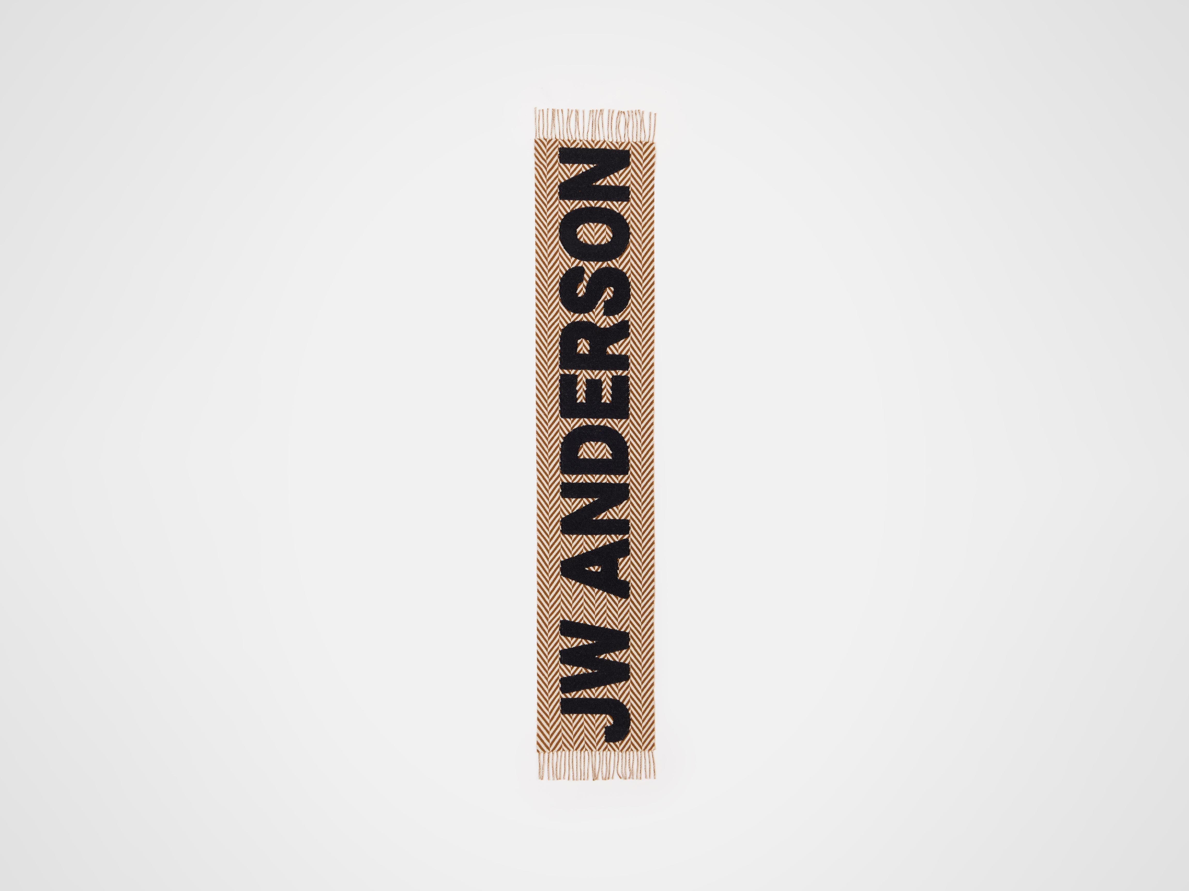 J.W.Anderson Herringbone Logo Schal Brown White Chevron