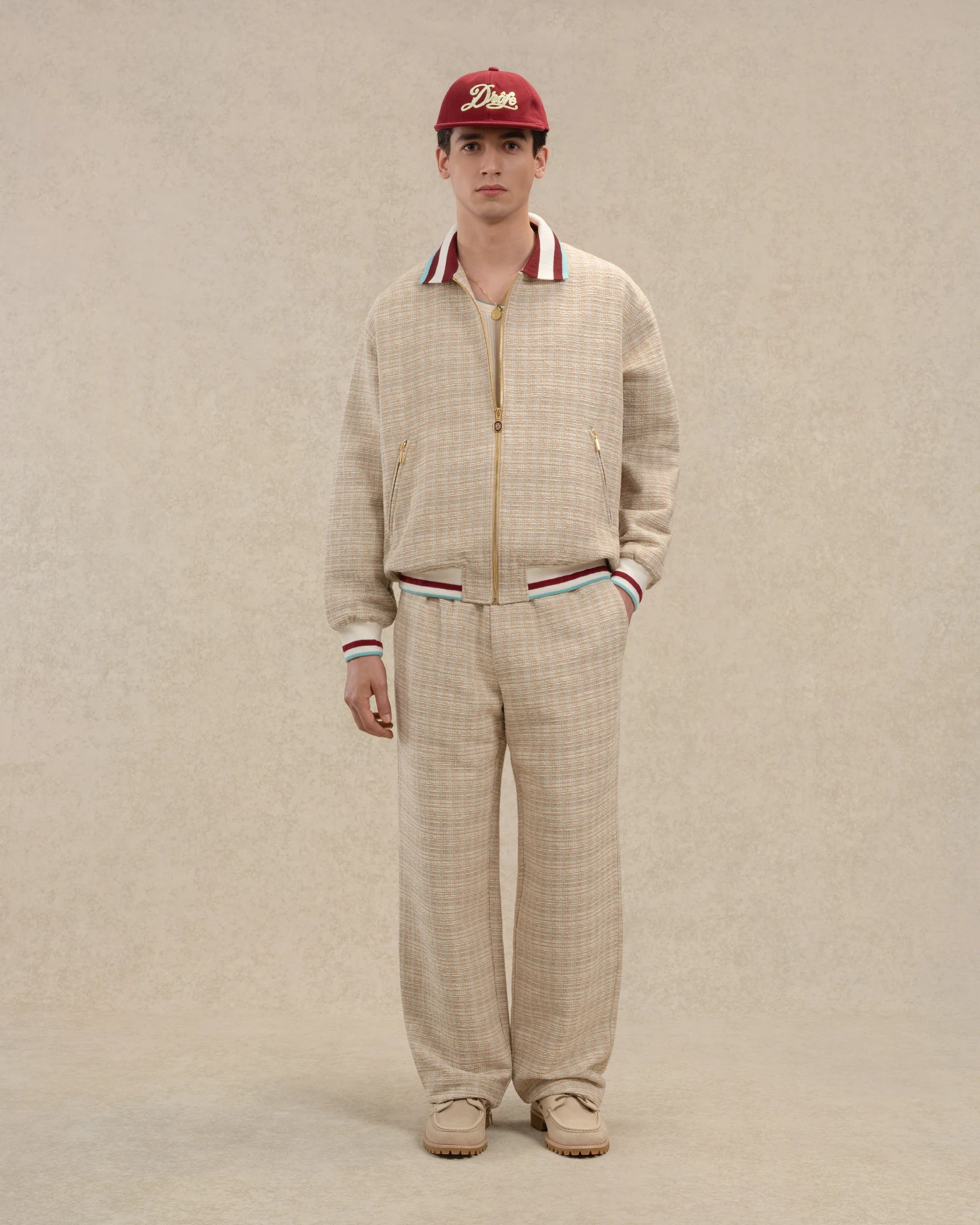 Drôle De Monsieur Elastiqué Tweed Hose Dunkelbeige Baumwolle