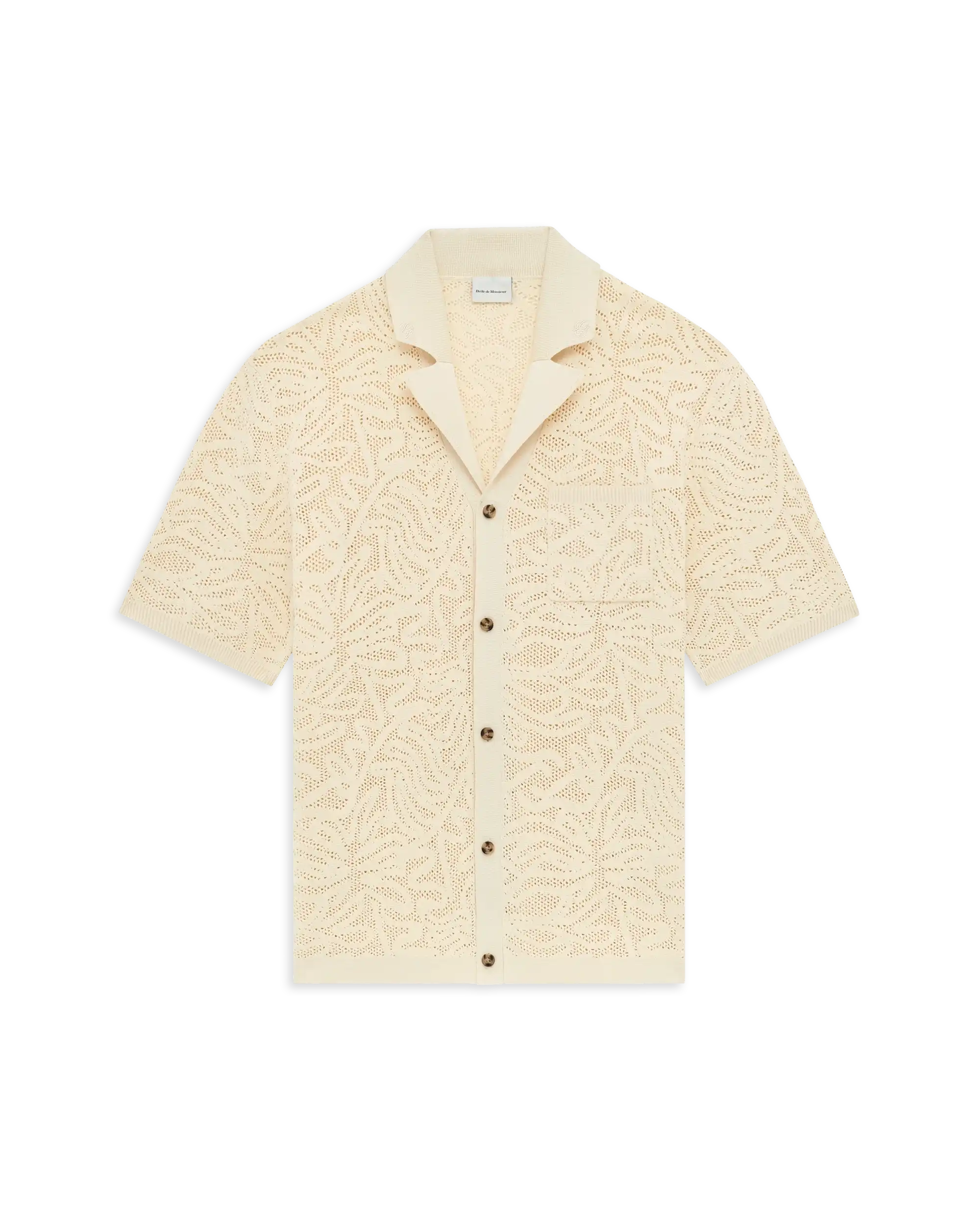 Drôle De Monsieur Dentelle Strickhemd Off-White Baumwolle