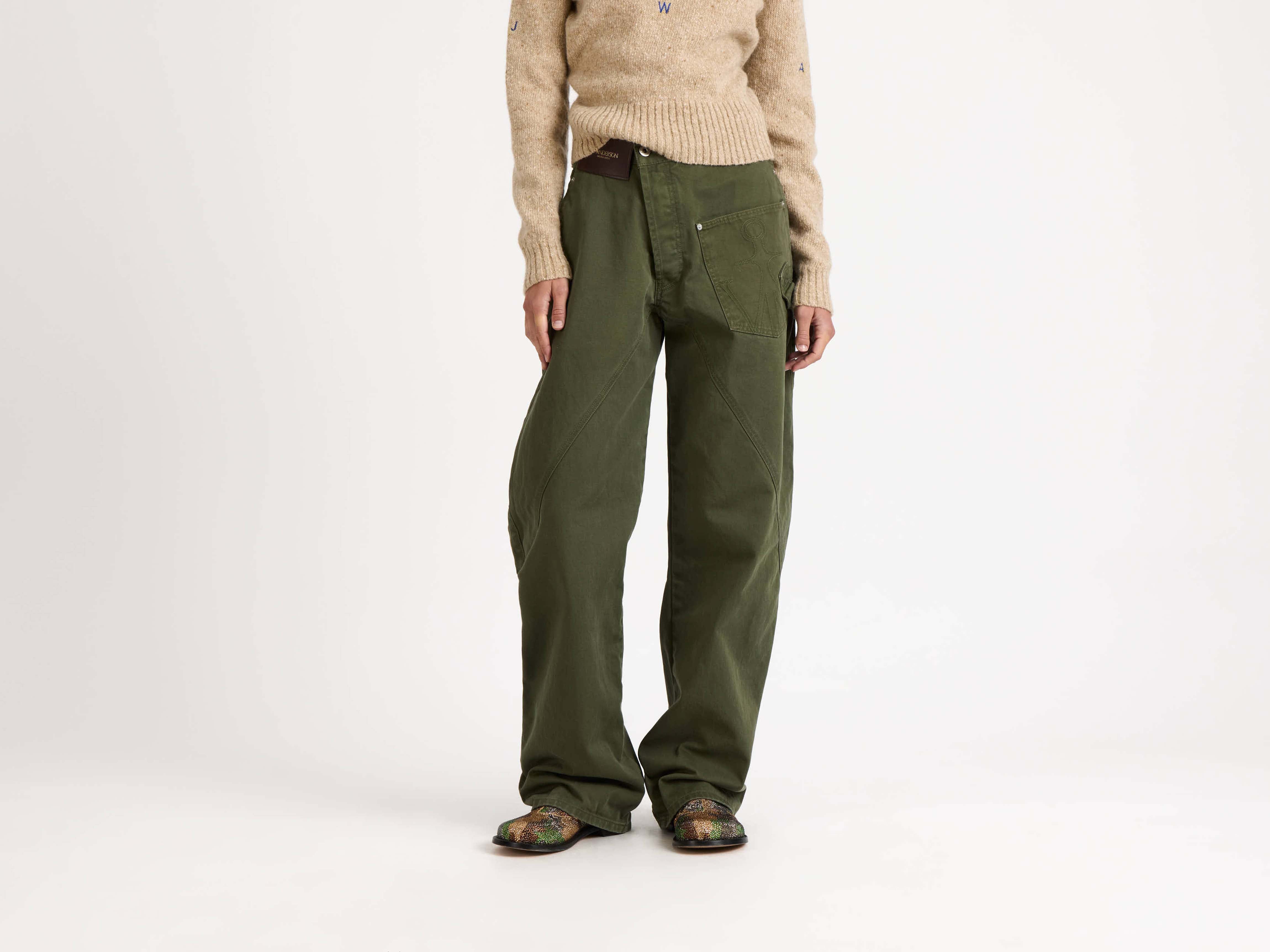 J.W.Anderson Twisted Workwear Denim Jeans Damen Washed Green