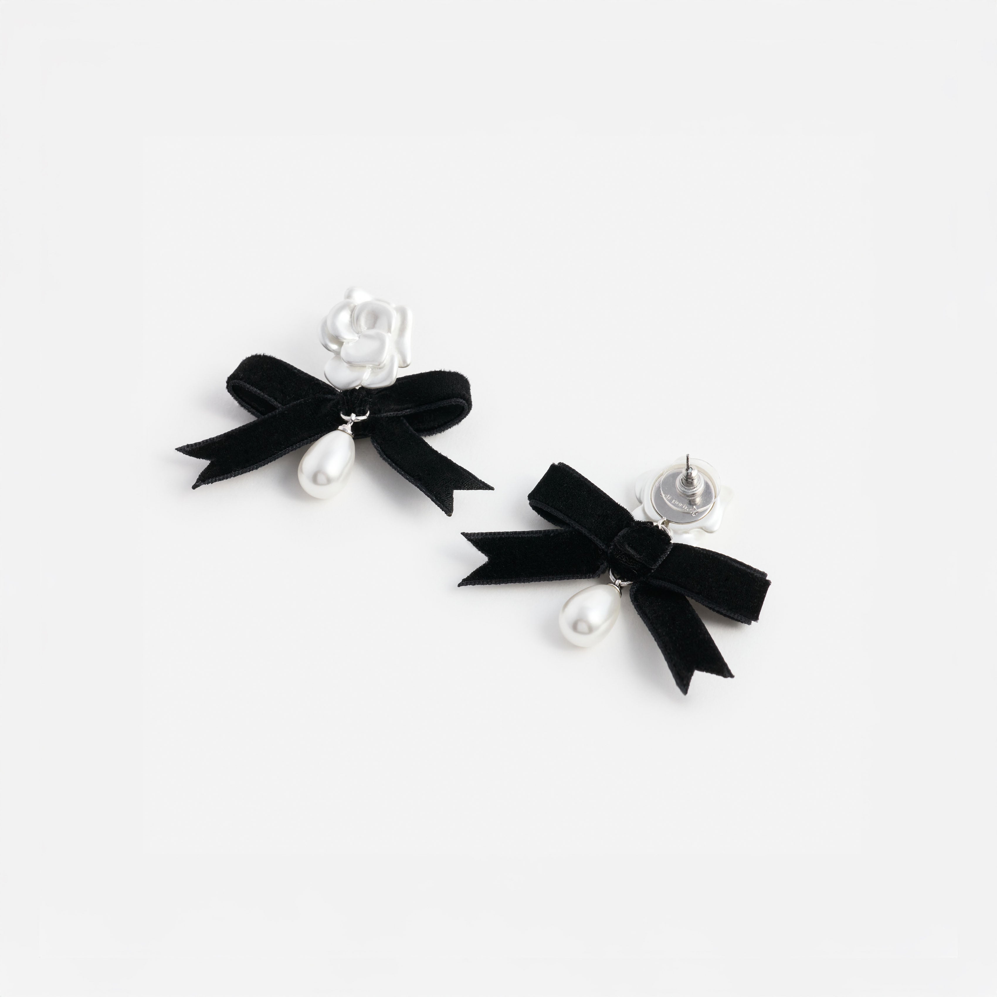Self Portrait Pearl Black Bow Ohrringe Schwarz Perle One Size