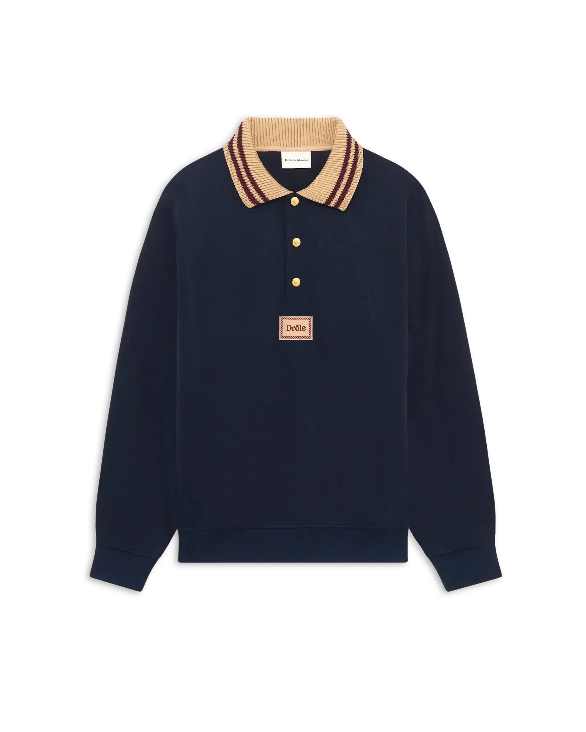 Drôle De Monsieur Le Polo Drôle Poloshirt Navy Langarm