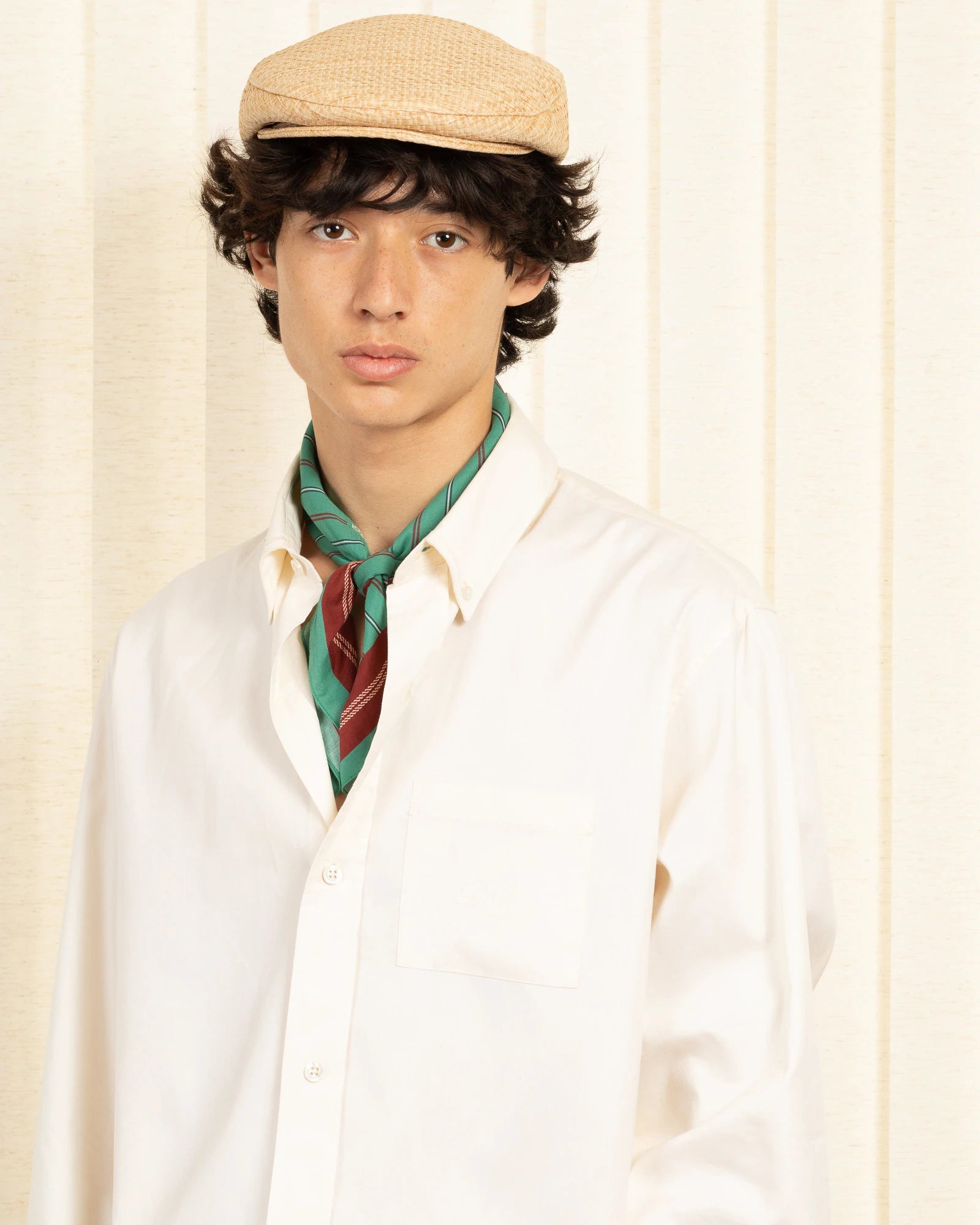 Drôle De Monsieur Le Foulard Rayé Monogramme Bandana Emerald Baumwolle