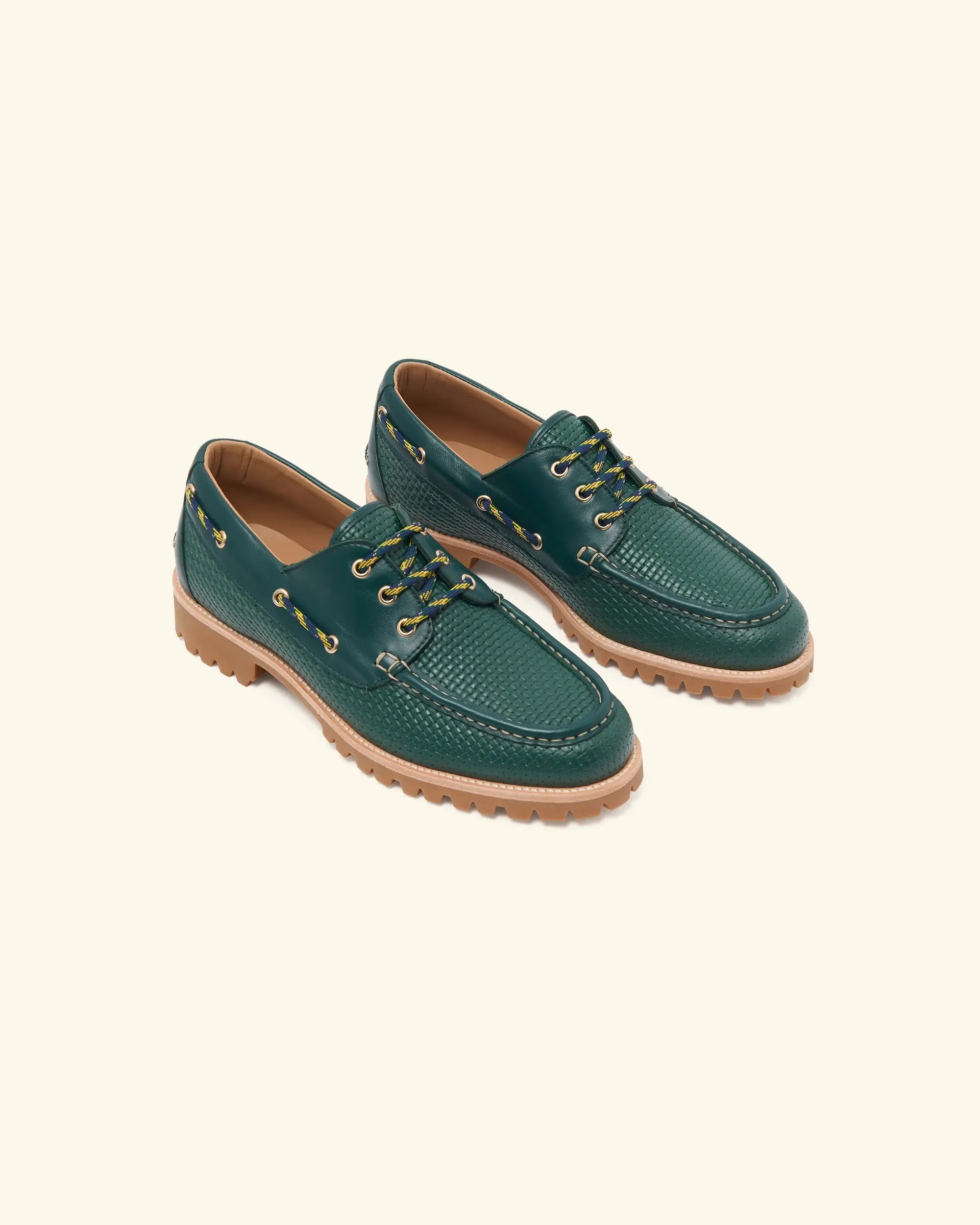 Drôle De Monsieur La Chaussure Bateau Bootsschuh Grün Leder