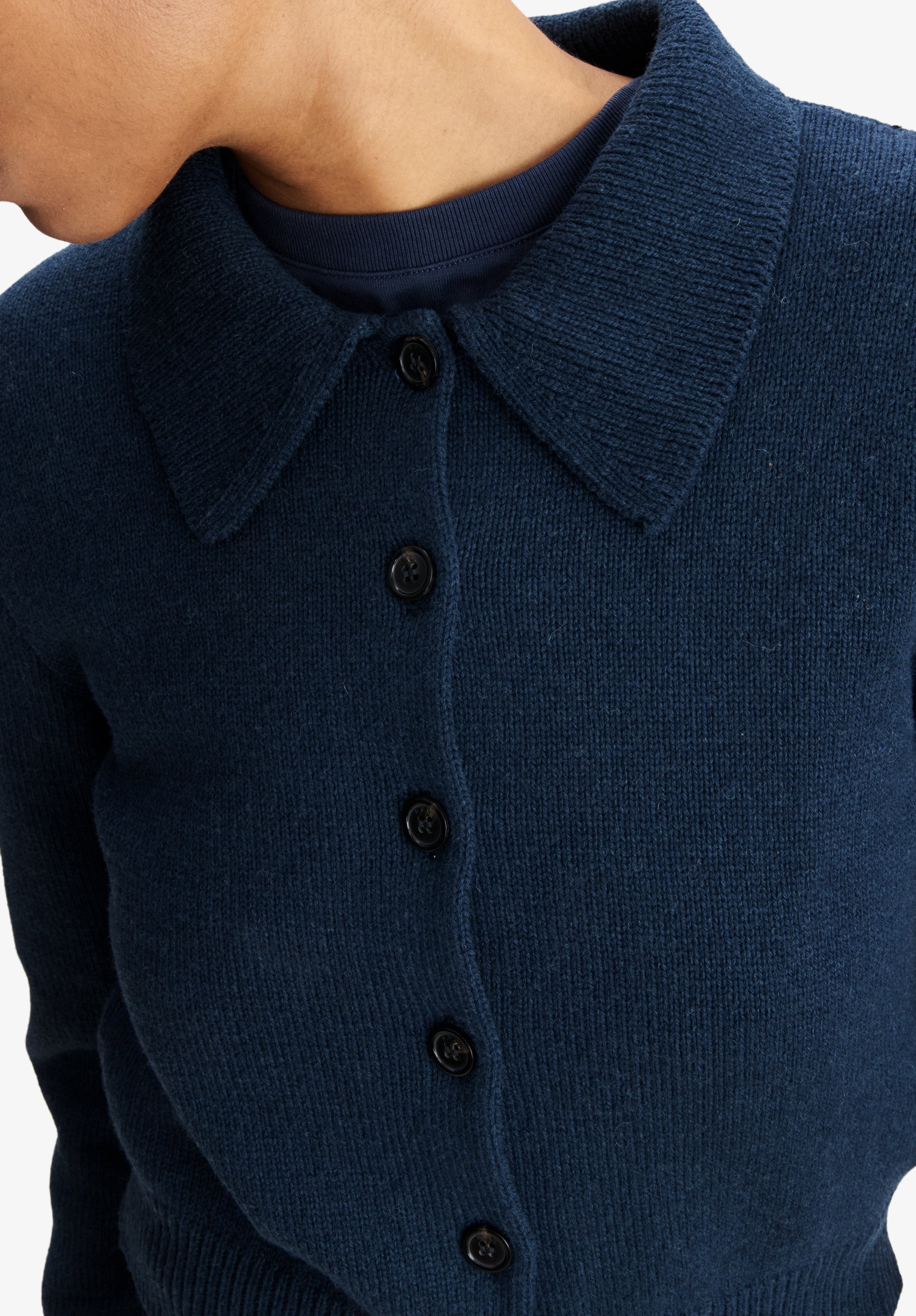 A.P.C. Wollcardigan M marineblau mit Kragen