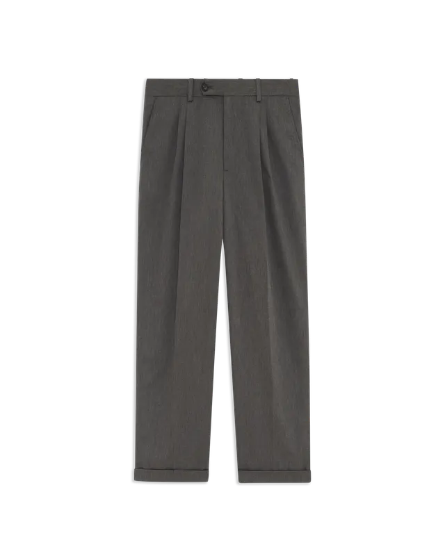 Drôle De Monsieur Twill Cropped Pleated Herren-Hose Grau