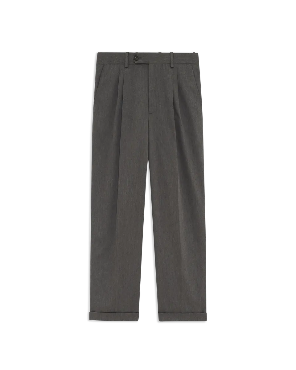 Drôle De Monsieur Twill Cropped Pleated Herren-Hose Grau