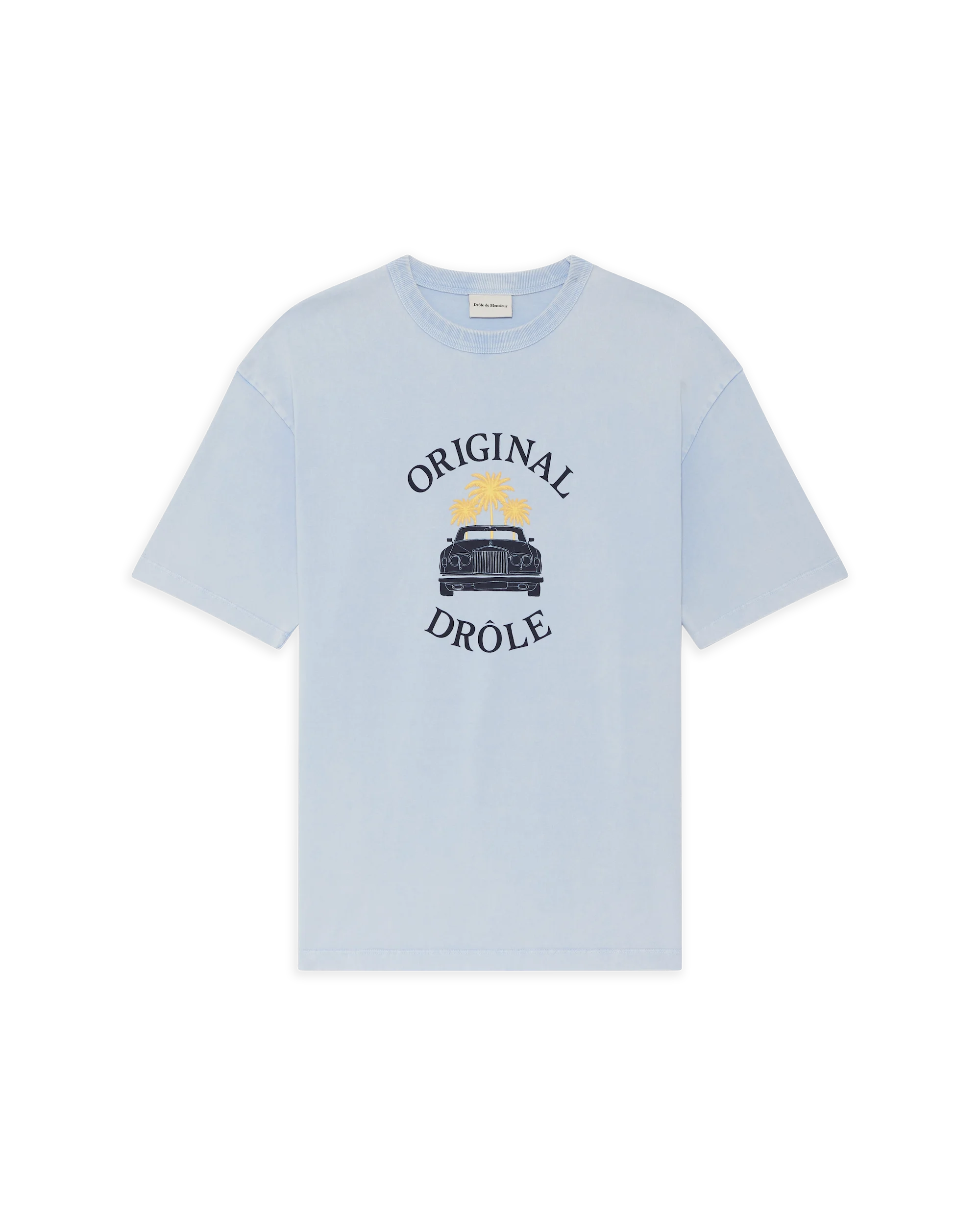 Drôle De Monsieur Washed Car Palms T-Shirt Hellblau M