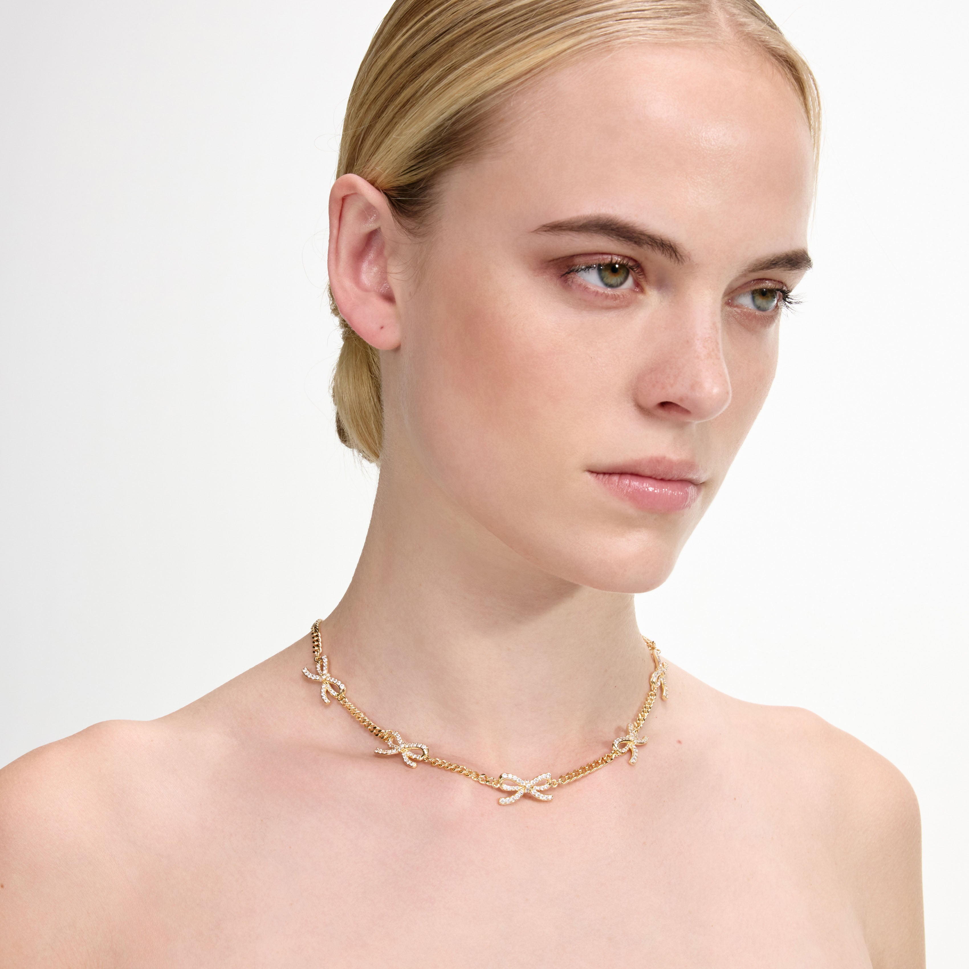 Self Portrait Gold Crystal Bow Halskette Gold Kristall