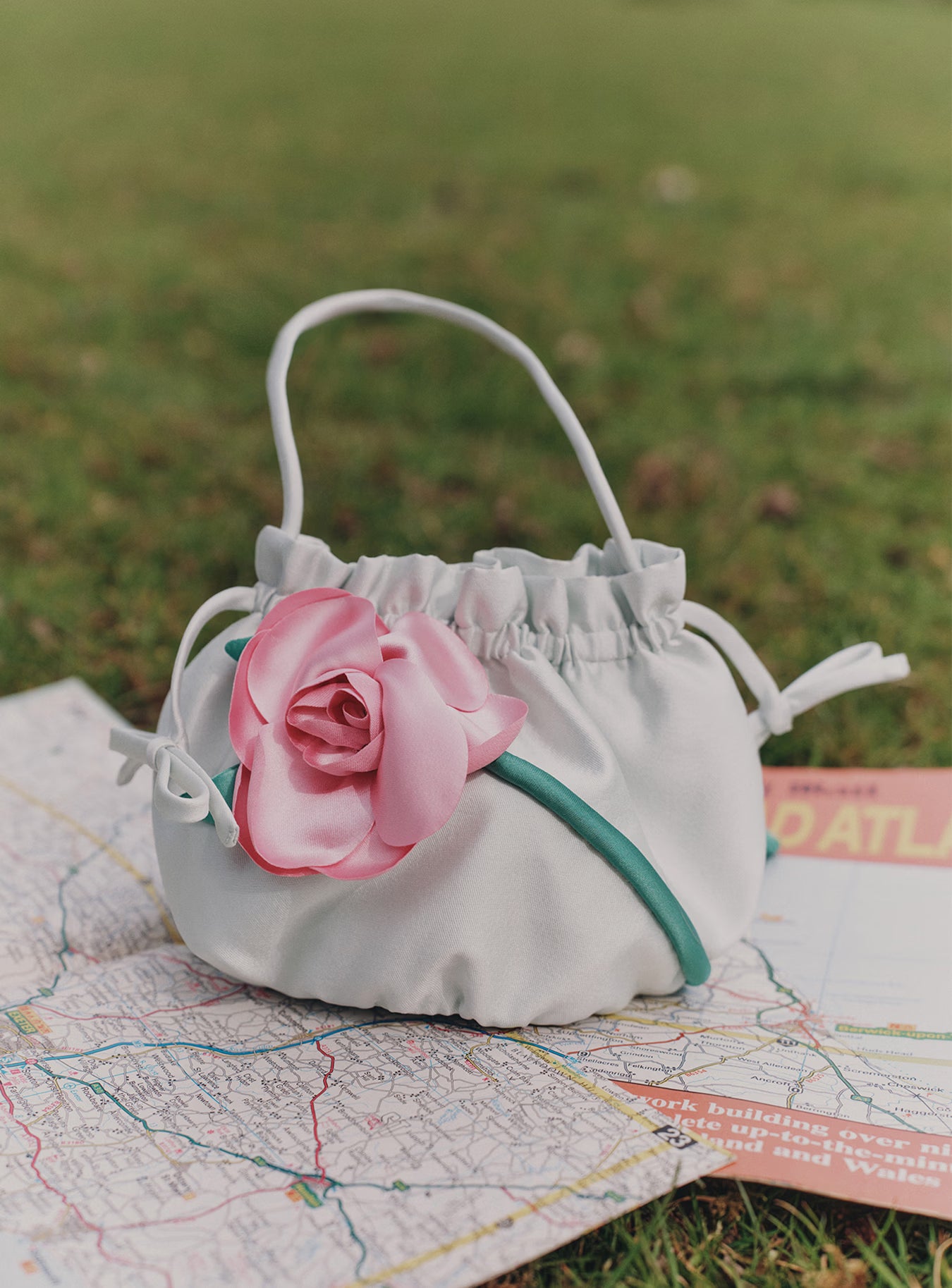 Self Portrait Kinder Tasche Mint Taffeta 3D Blume