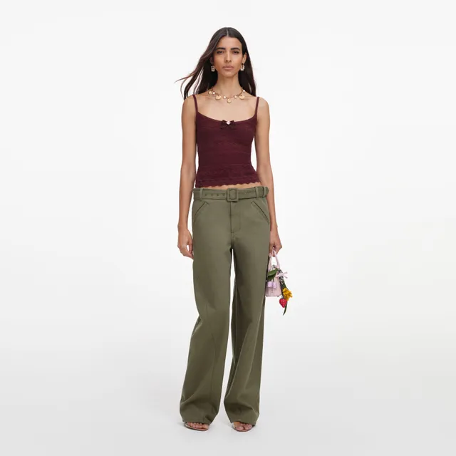 Self Portrait Pointelle Knit Vest Stricktop Braun Schleife