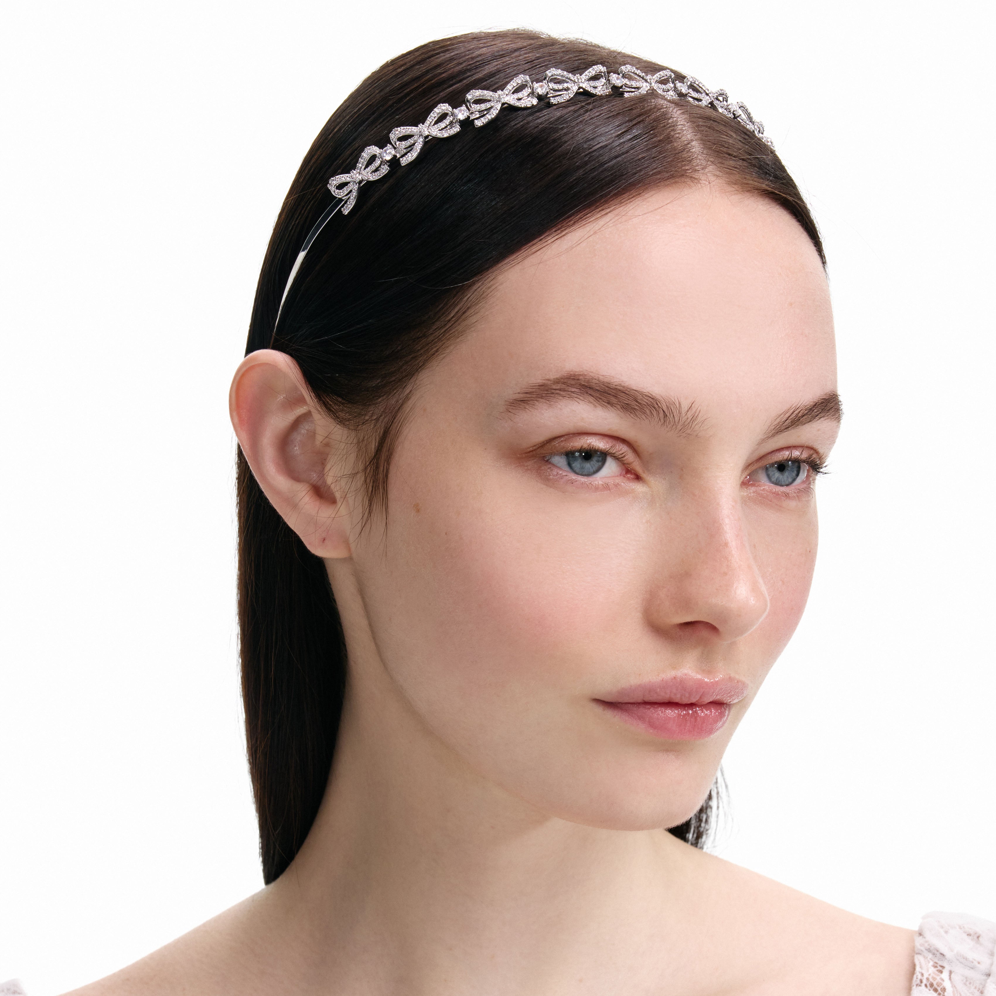 Self Portrait Crystal Bow Headband Silber Kristall One Size