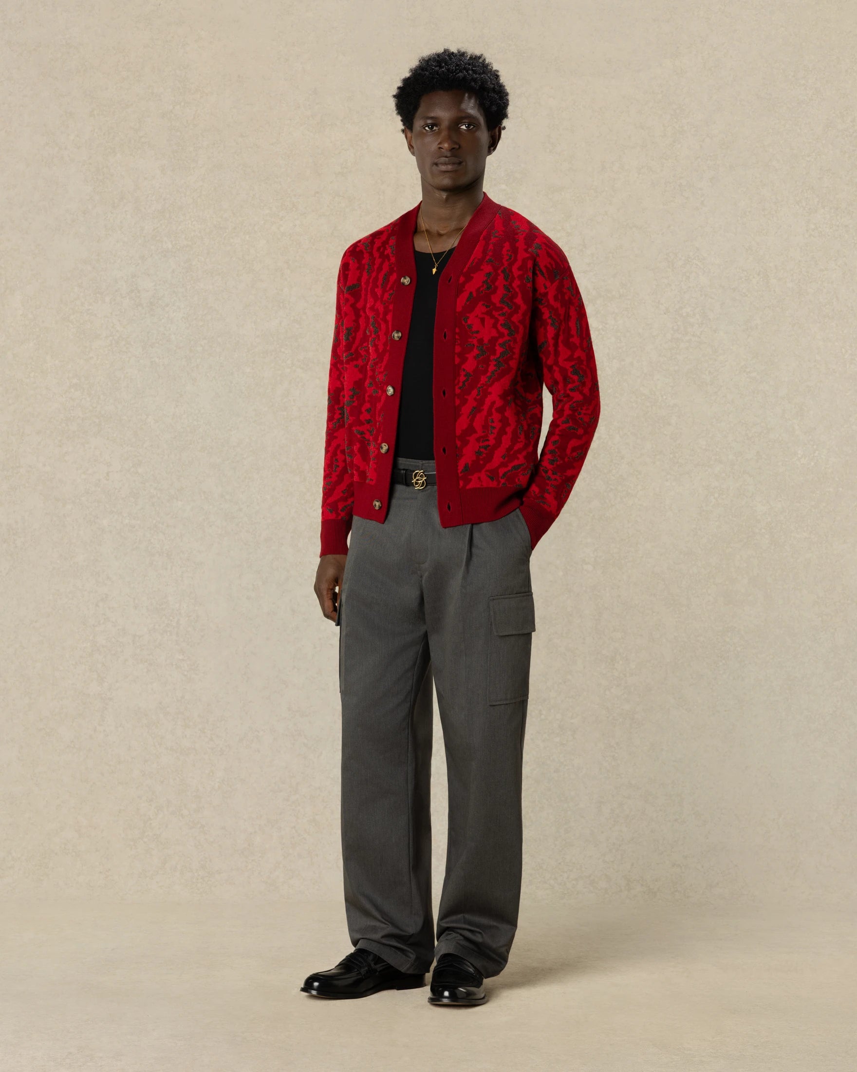 Drôle De Monsieur Moiré Cardigan Strickjacke Rot Merino