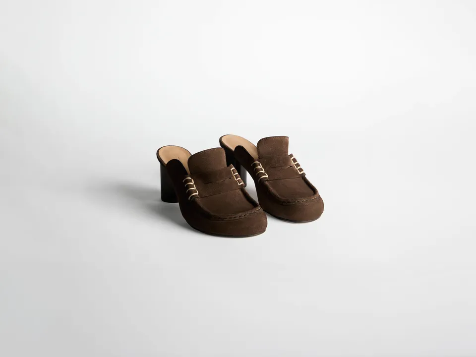 J.W.Anderson Heeled Loafer Mule Damenschuhe Braun Wildleder