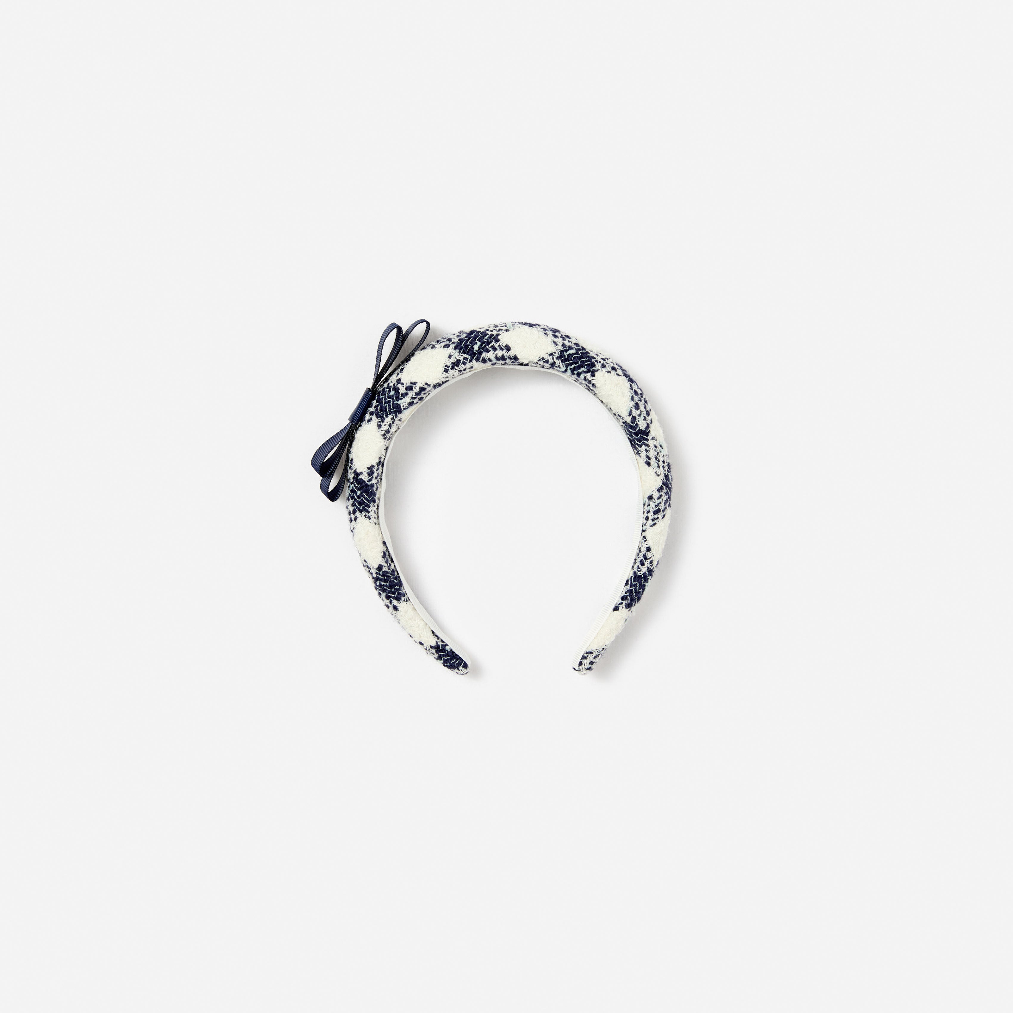 Self Portrait Navy Check Boucle Haarband One Size