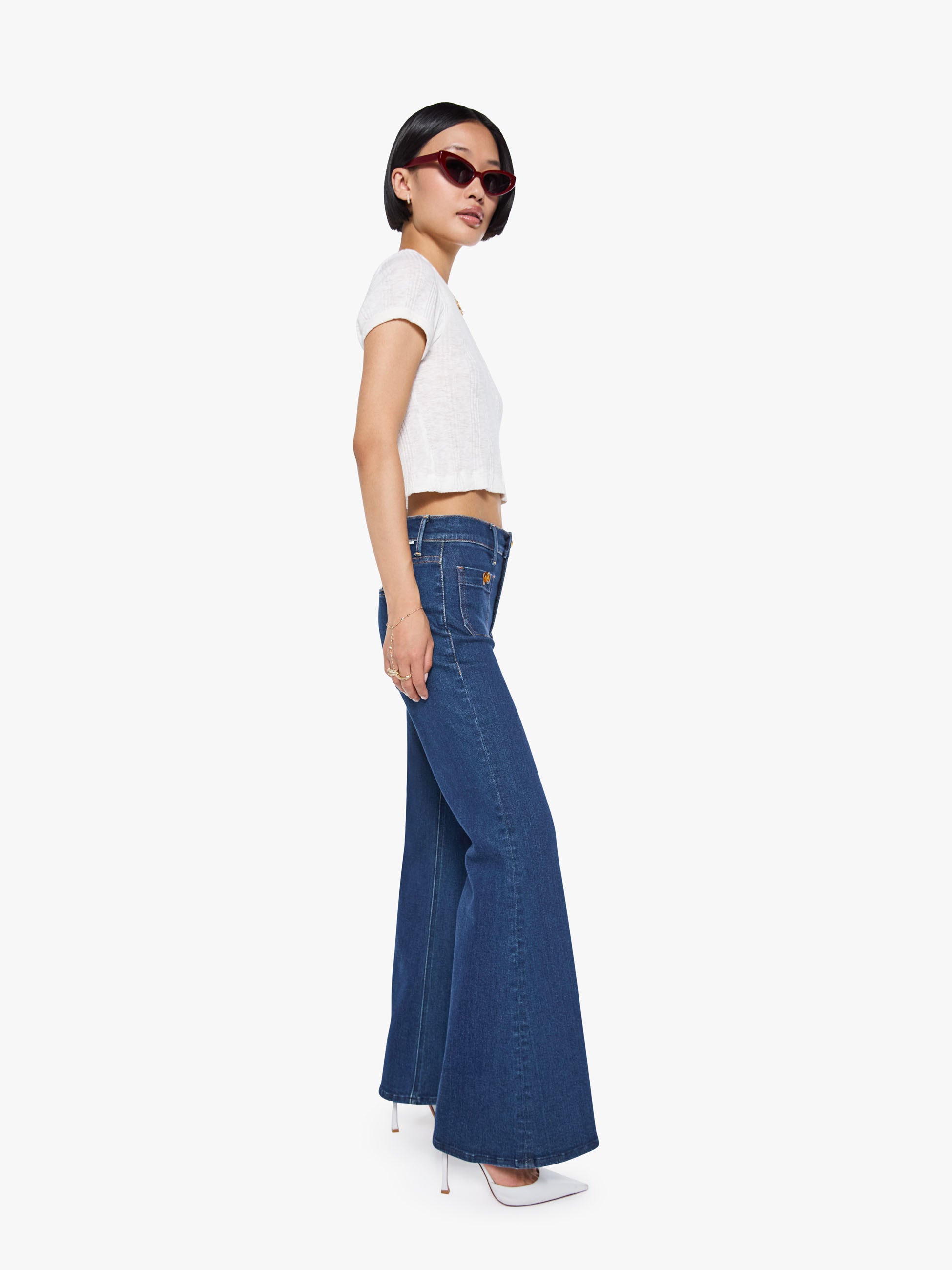 Mother Doozy Petite Flare Jeans Retrograde Rodeo