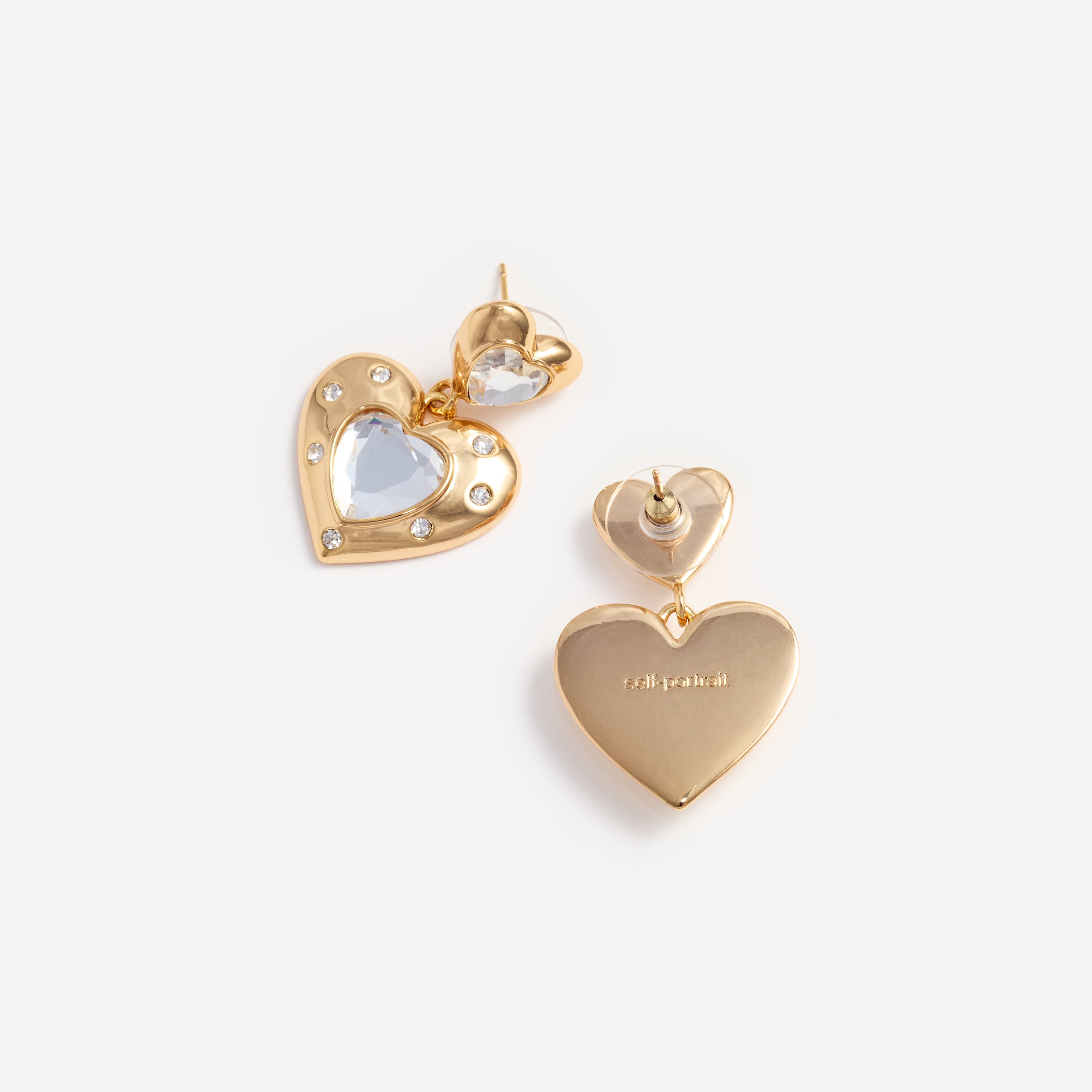 Self Portrait Jewellery Gold Crystal Heart Ohrringe Gold Einheitsgröße
