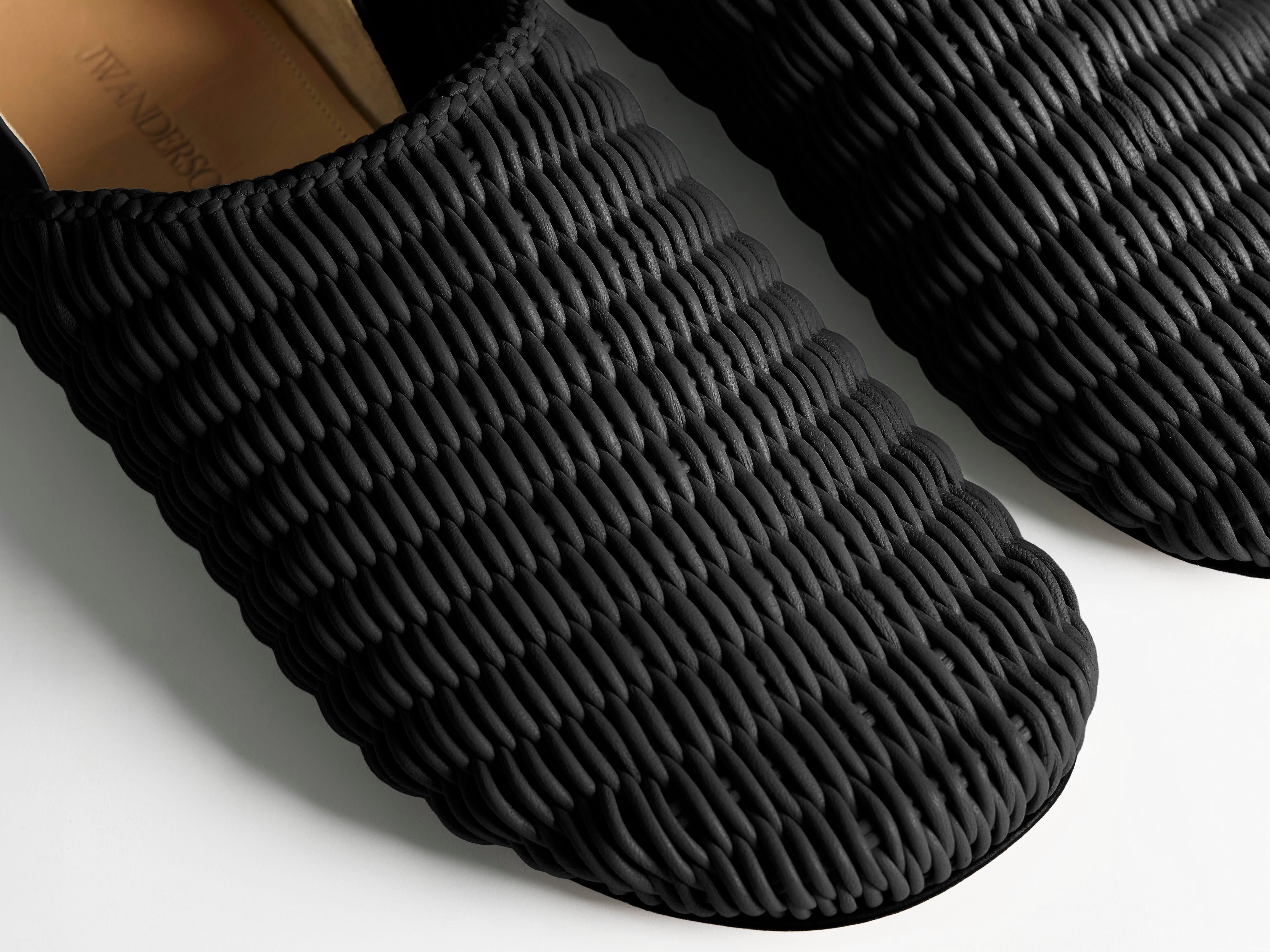 J.W.Anderson Slipper Mules Schwarz geflochten Leder