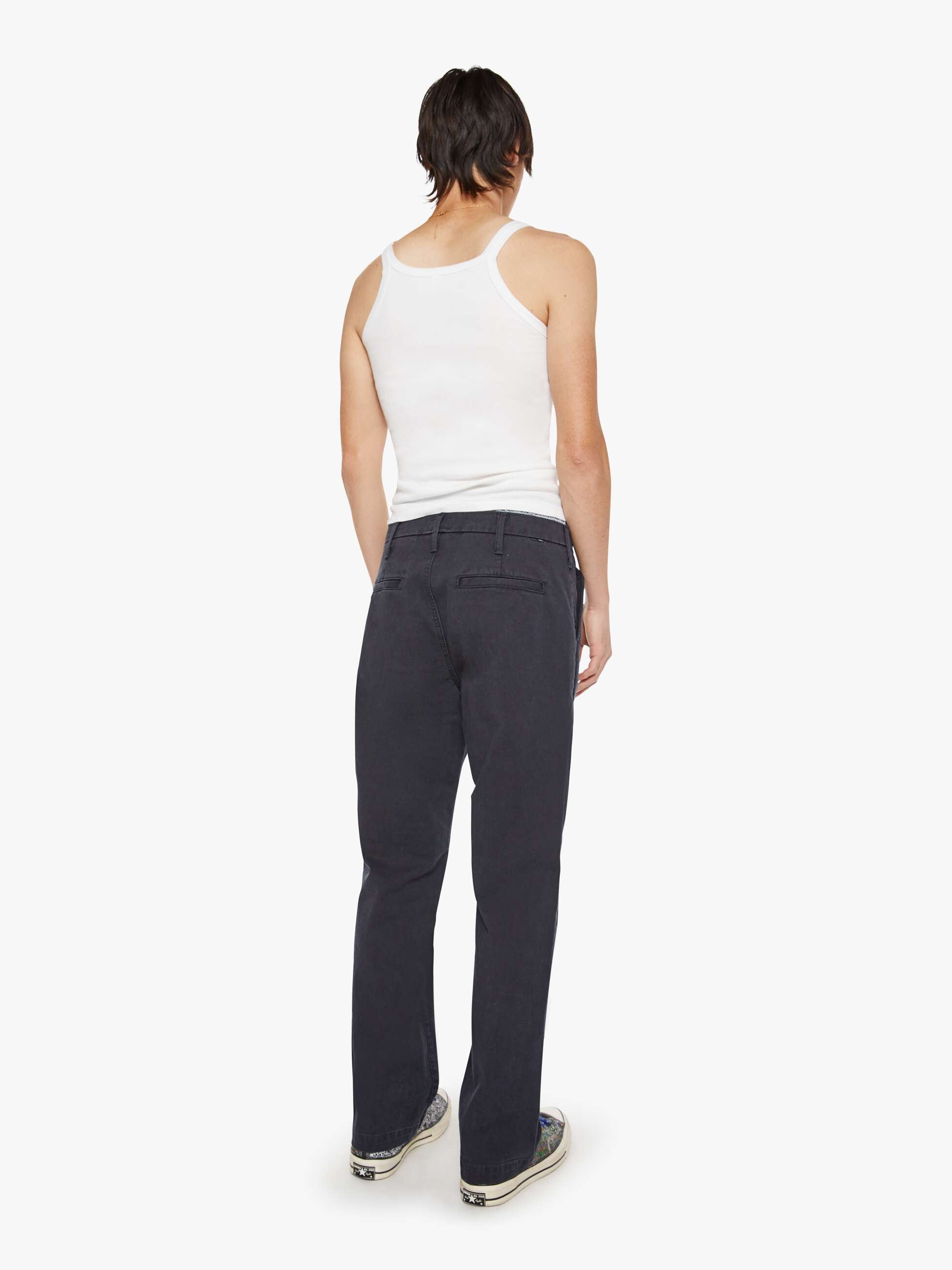 Mother The Pleated Big Shot Prep Hose Navy Stretch