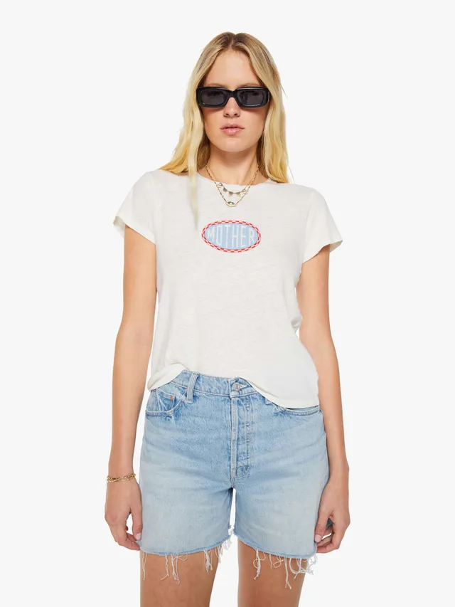 Mother The Lil Sinful T-Shirt Weiss Slim Baumwolle-Leinen