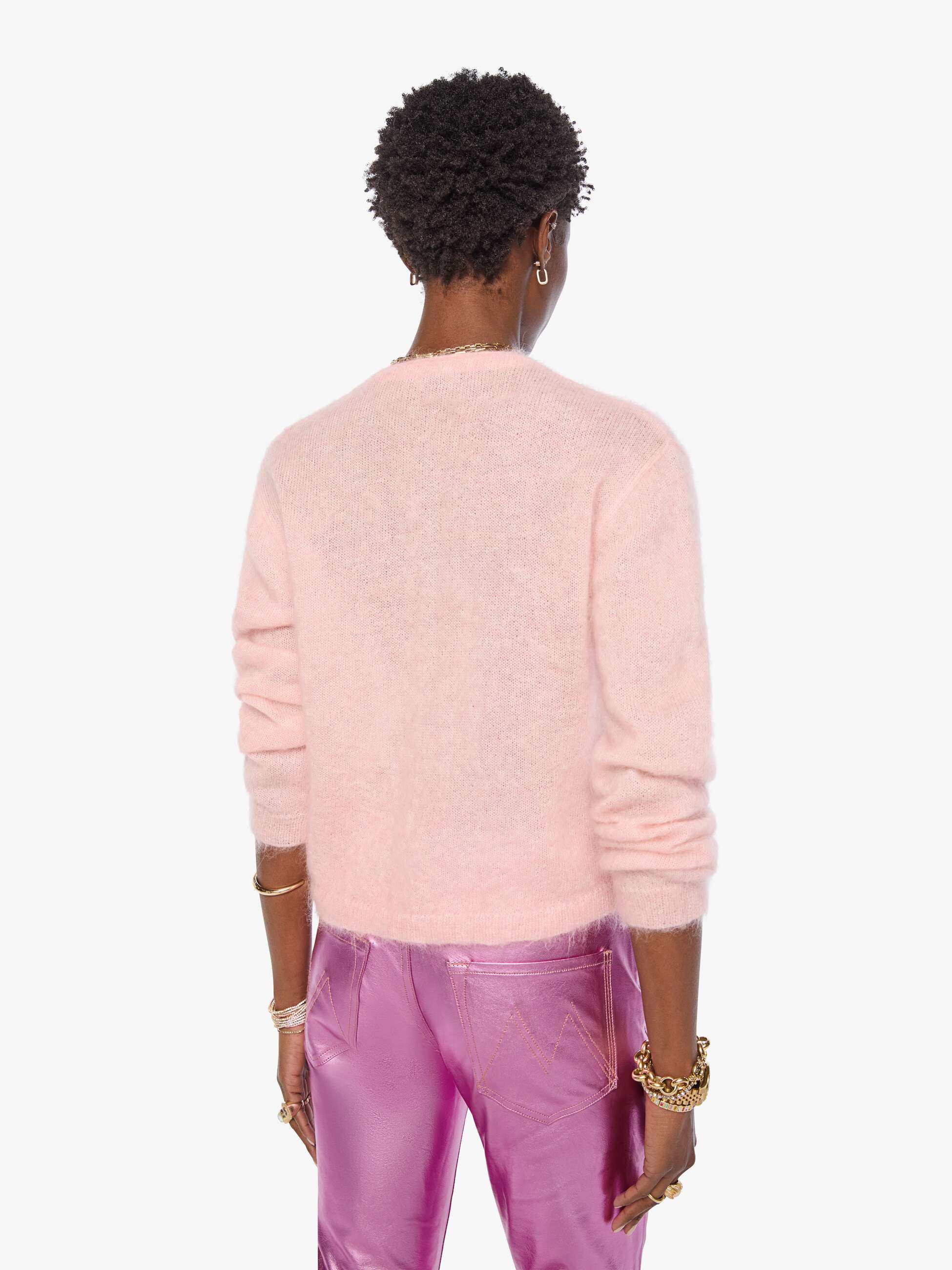 Mother The Cropped Cardigan Strickjacke Powder Rosa cropped