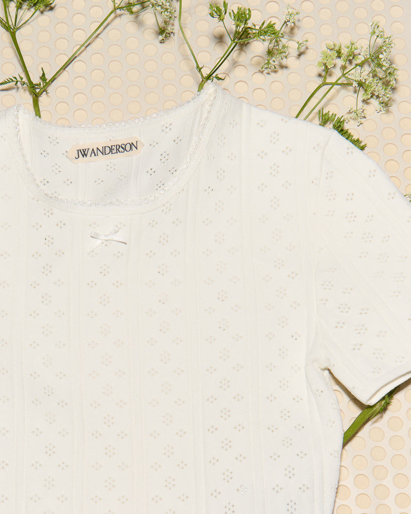 J.W.Anderson Knitwear Pointelle T-Shirt Damen Weiß