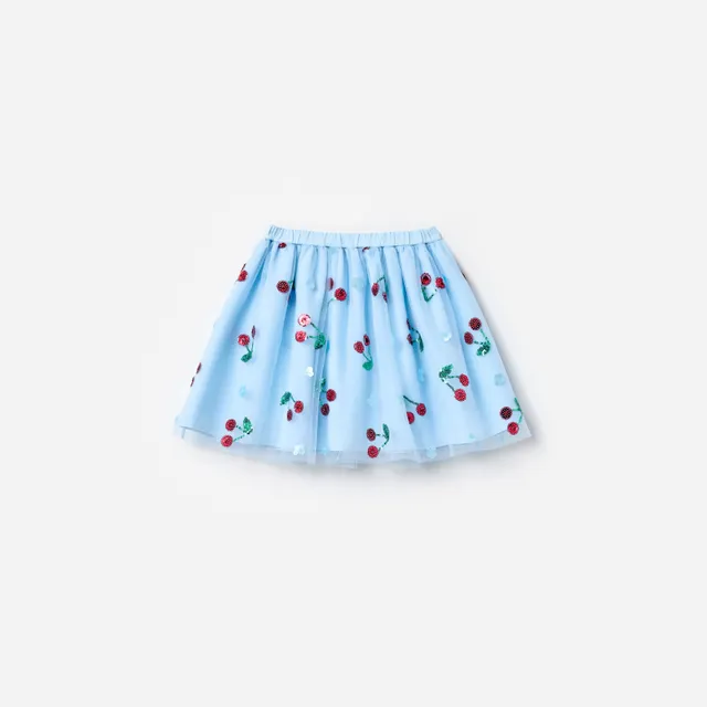 Self Portrait Cherry Sequin Rock blau Tüll Kinder