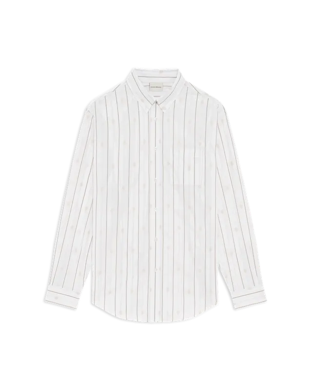 Drôle De Monsieur Striped Monogram Hemd Off-White Baumwolle