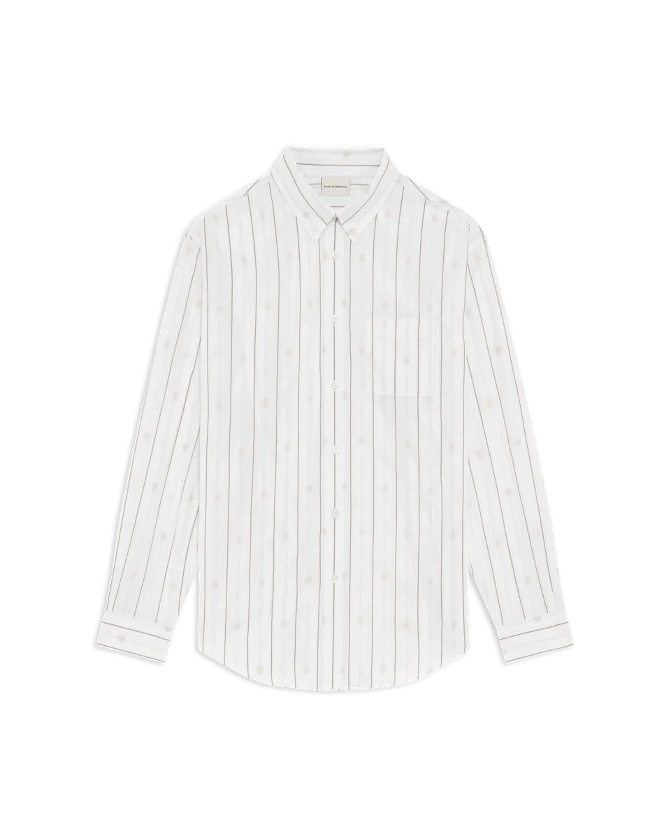 Drôle De Monsieur Striped Monogram Hemd Off-White Baumwolle