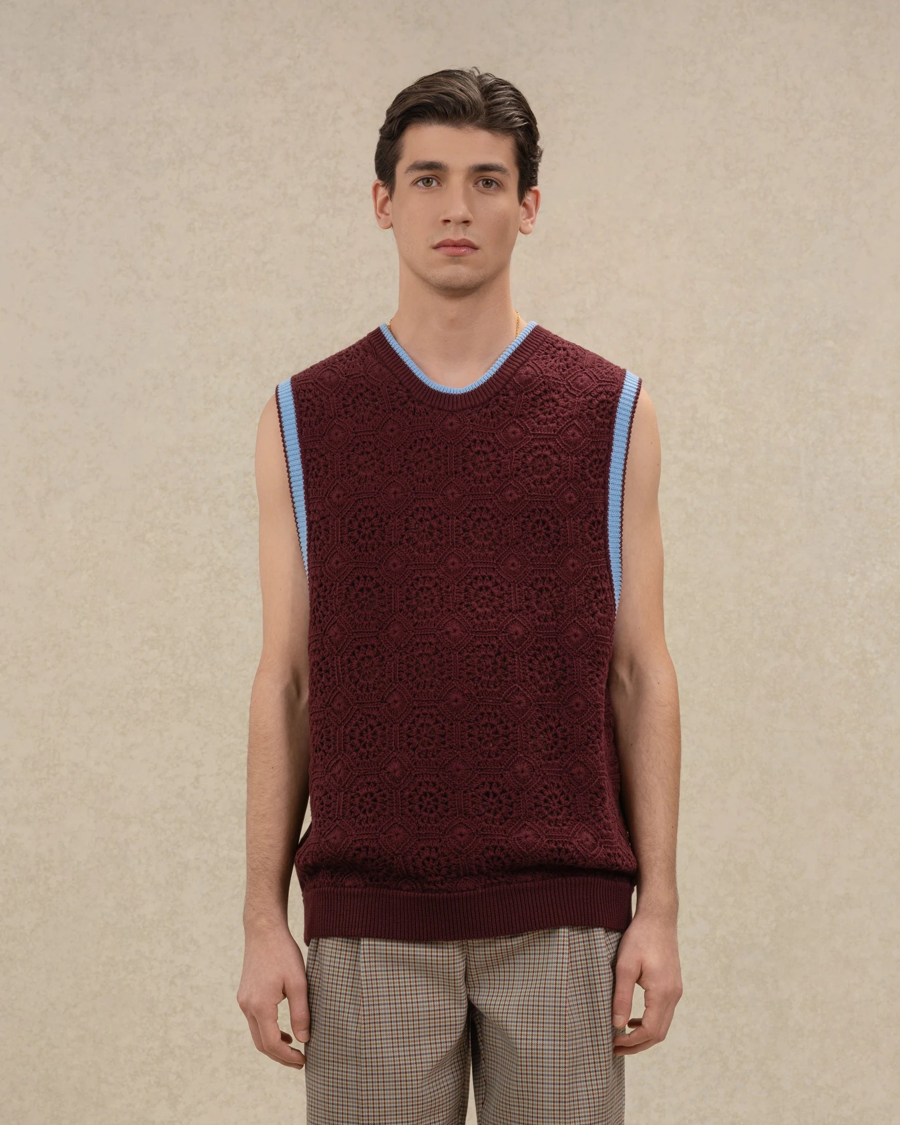 Drôle De Monsieur Débardeur Maille Crochet Tank Top Rot Baumwolle