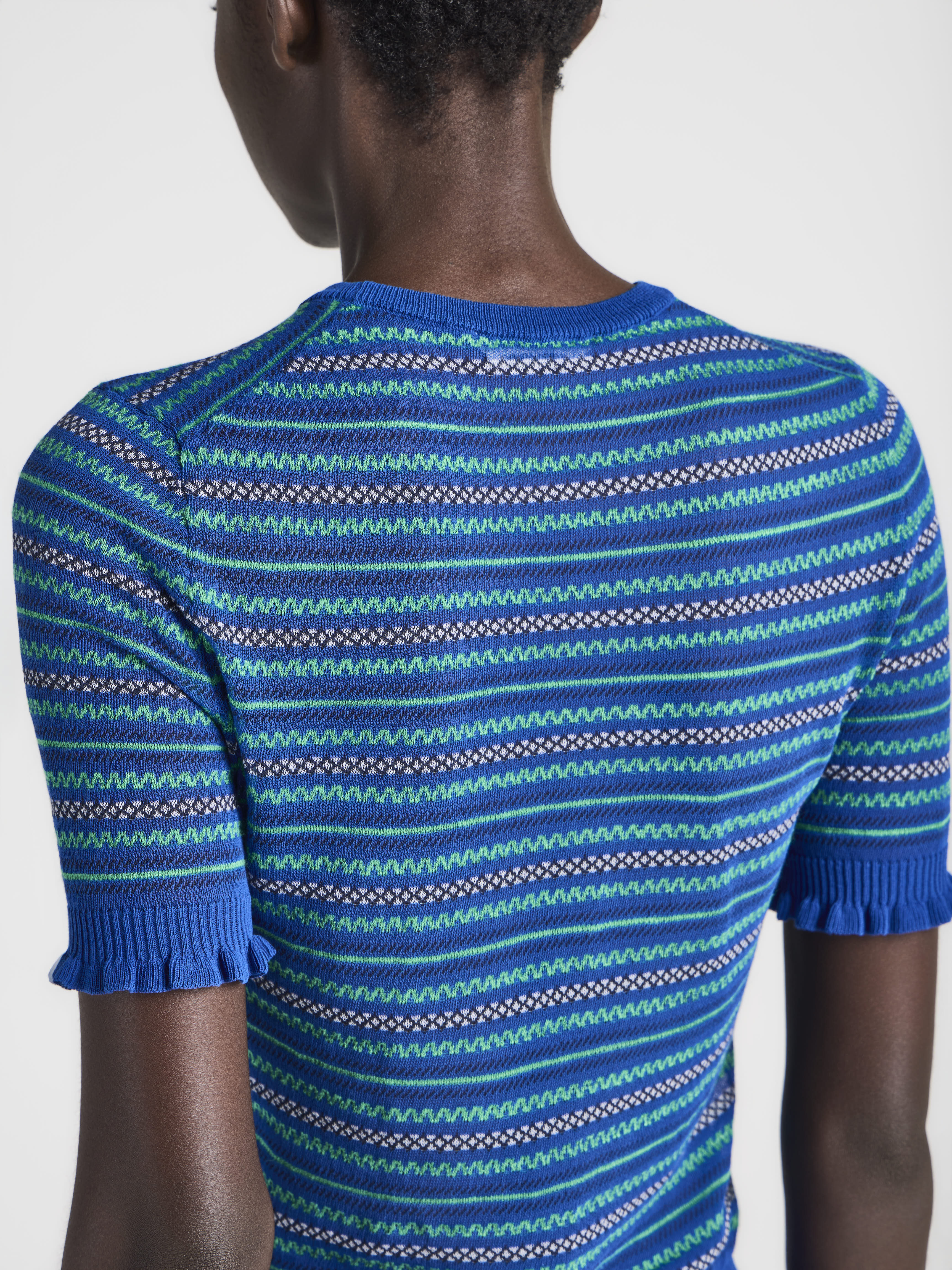 J.W.Anderson Sheer Fairisle Top Cobalt Damen Rüschen