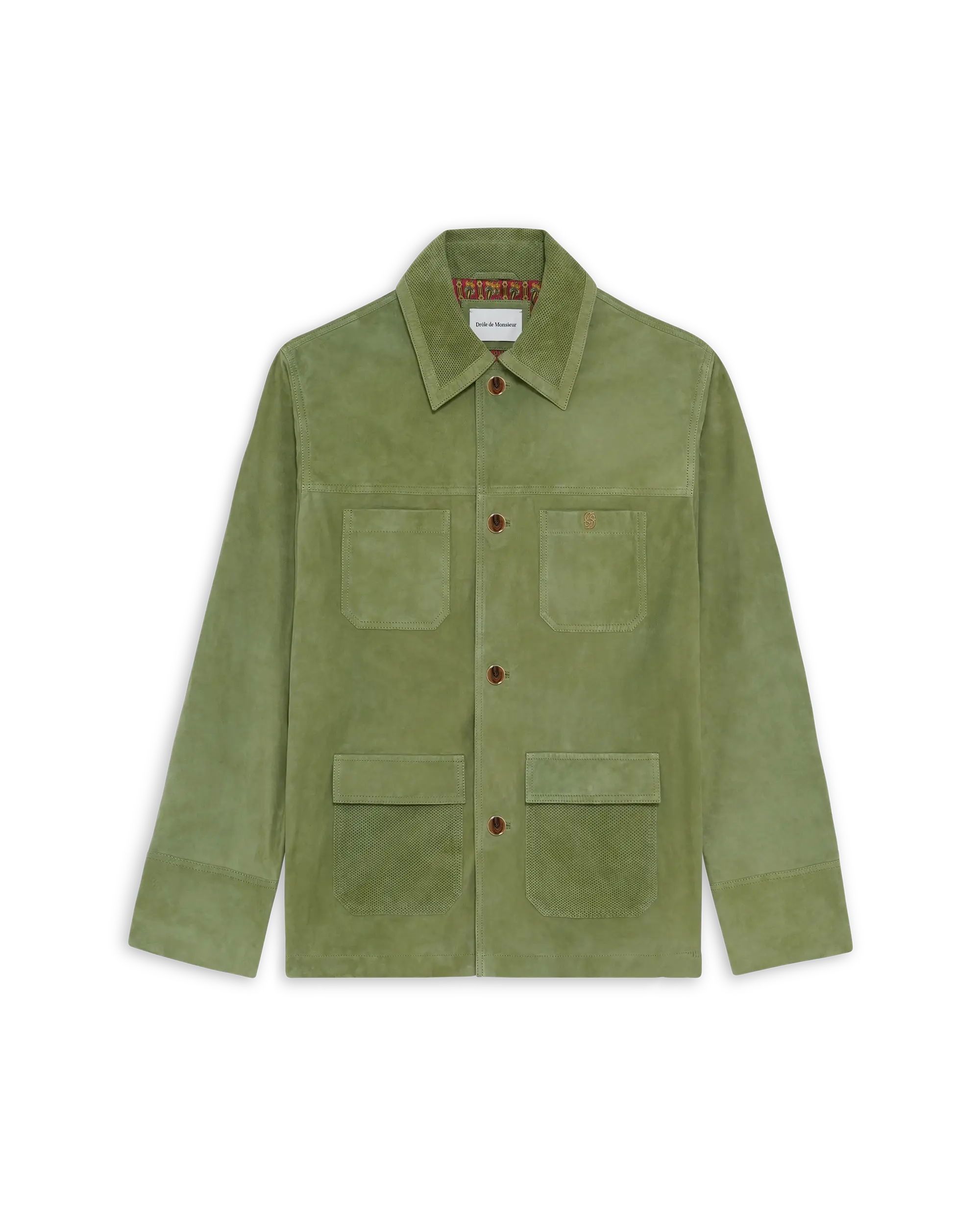 Drôle De Monsieur Veste Suède Lederjacke Oliv Wildleder