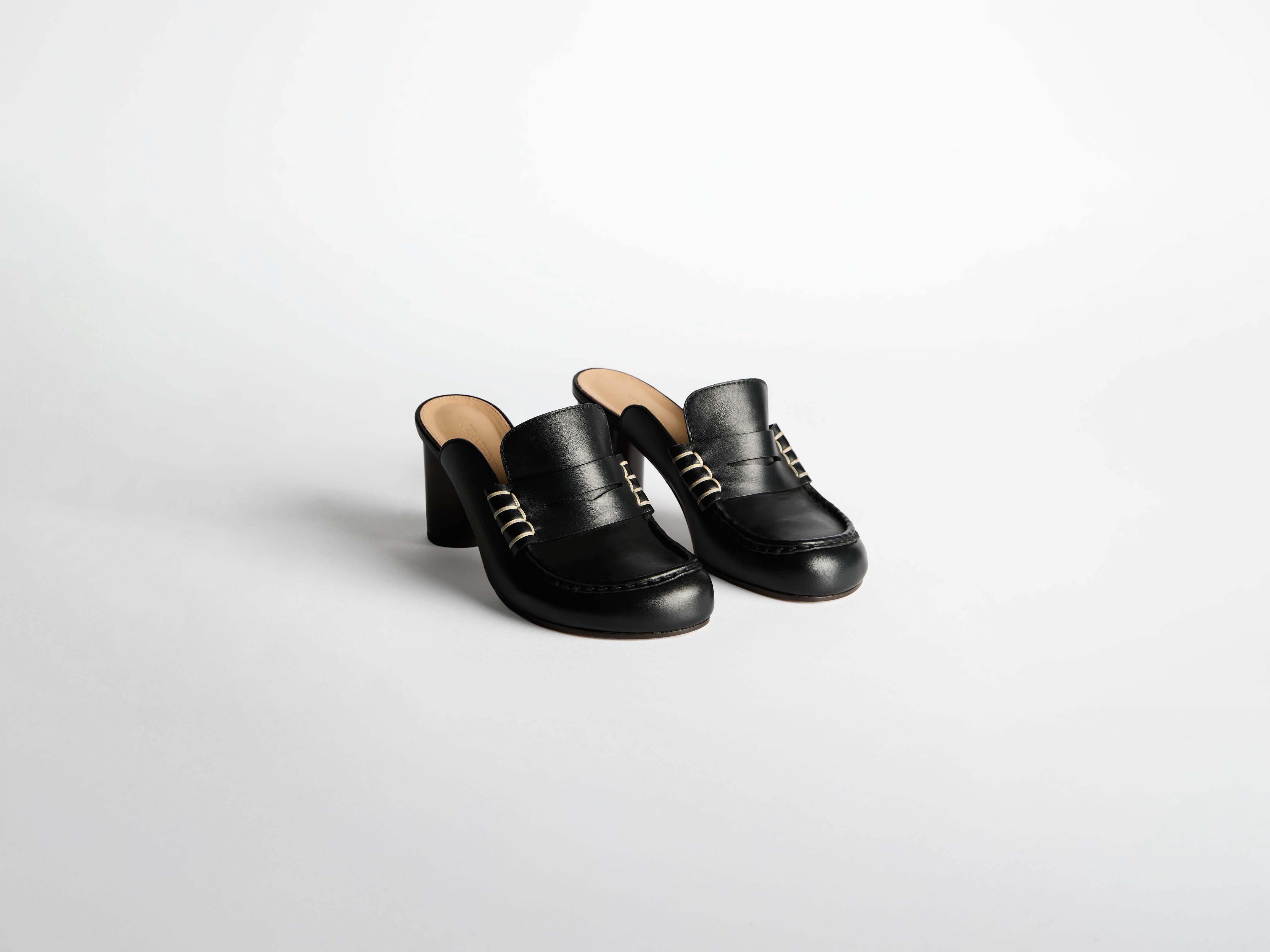 J.W.Anderson Shoes Heeled Loafer Mule Schwarz Nappa-Leder