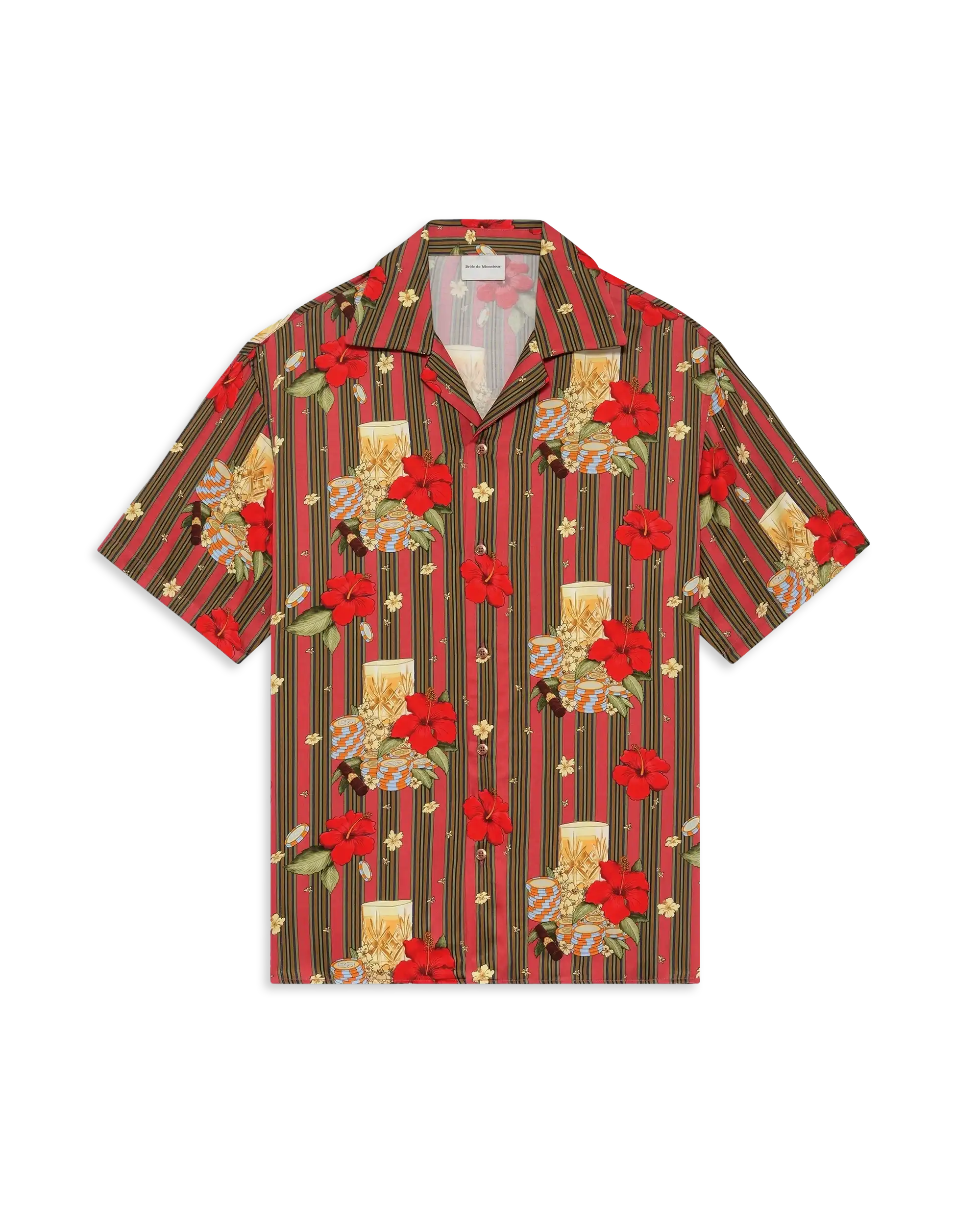 Drôle De Monsieur Chemise Hibiscus Club Hemd Pink Kurzarm