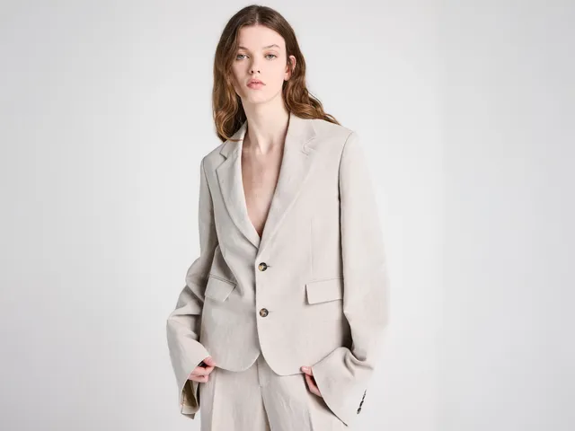 J.W.Anderson Weighted Sleeve Jacke Natural Leinen Damen
