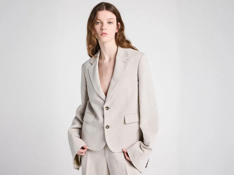 J.W.Anderson Weighted Sleeve Jacke Natural Leinen Damen