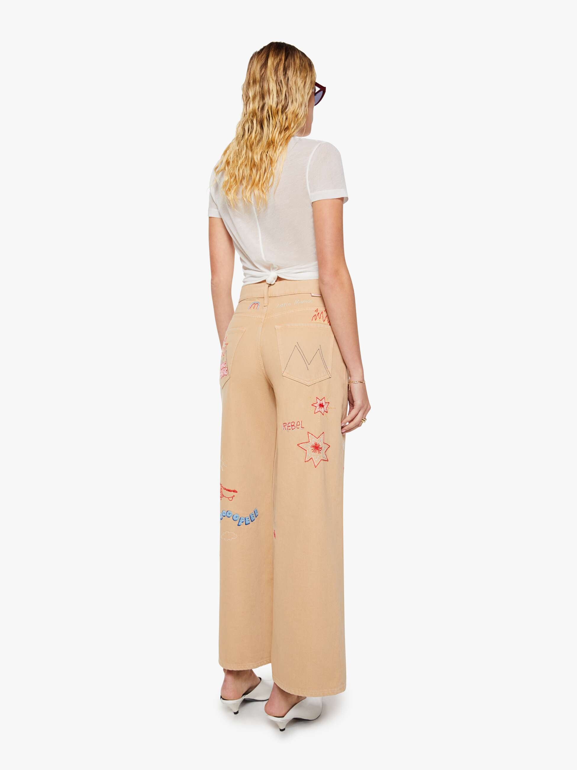 Mother Snacks Mid Rise Double Dip Nerdy Jeans Khaki Weit