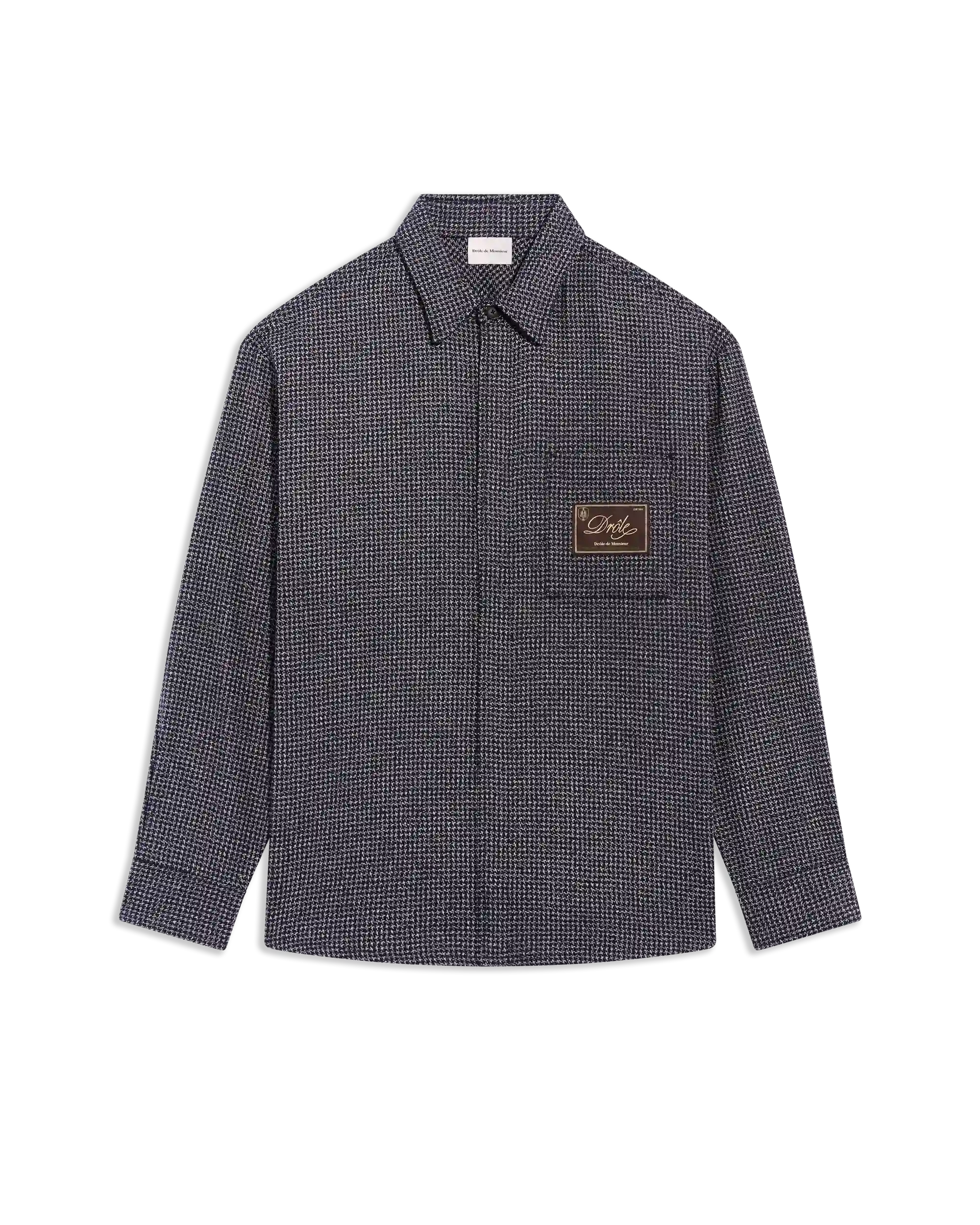 Drôle De Monsieur Boxy Overshirt Hemd Navy Wolle Baumwolle