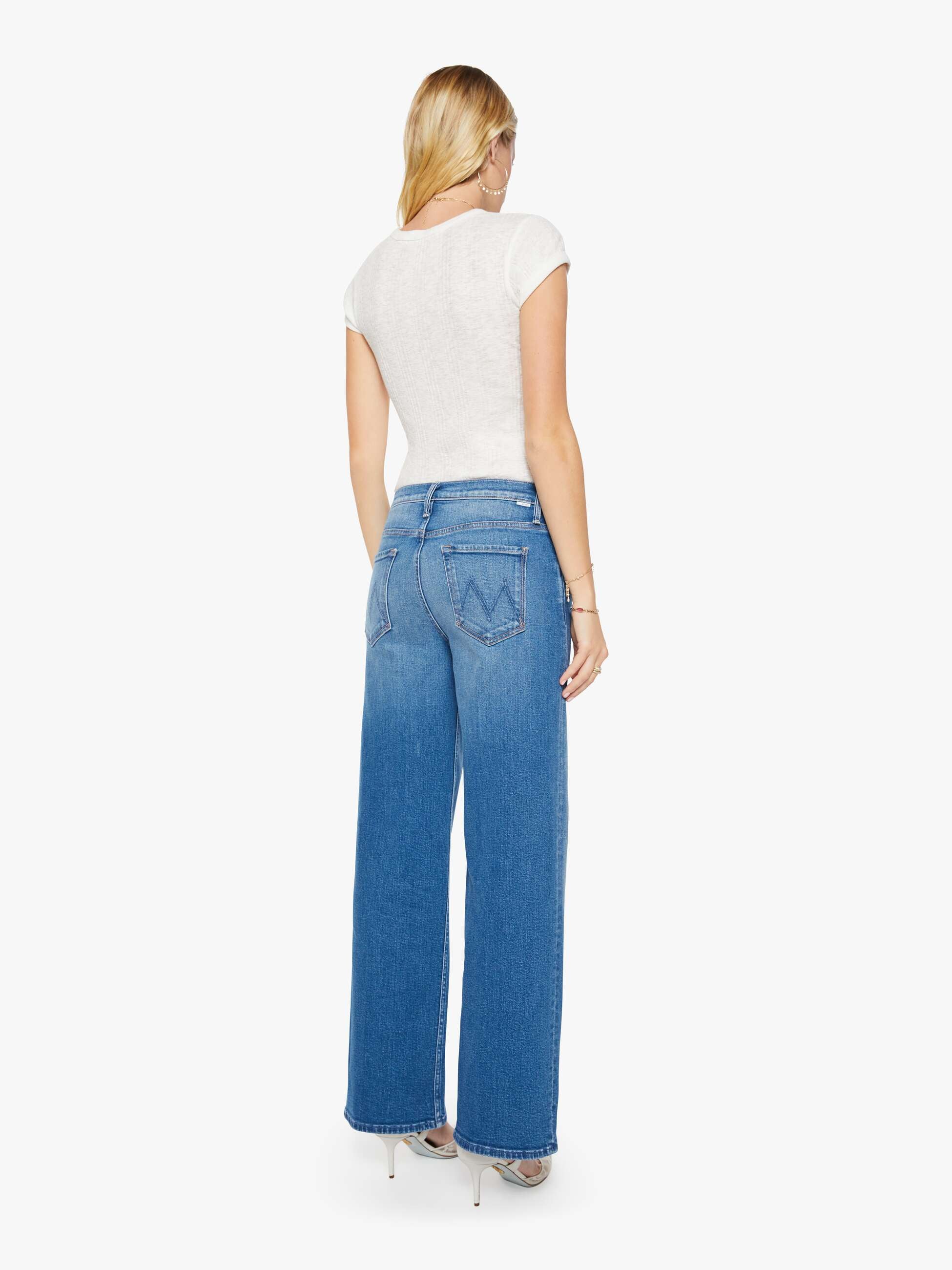 MOTHER Denim The Rerun Sneak Jeans Kissing The Caddy Wide Leg
