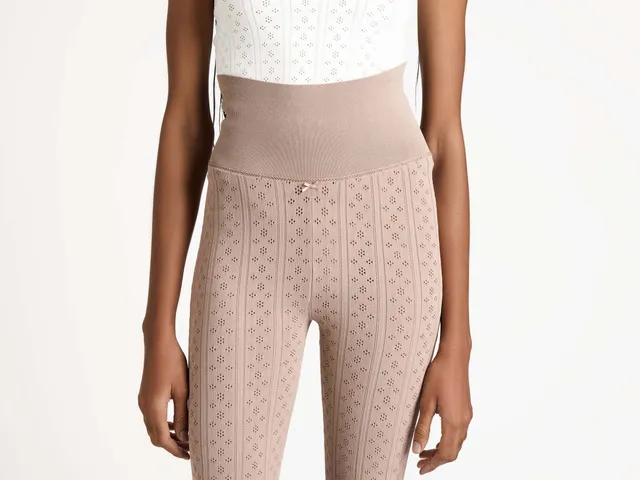 J.W.Anderson Pointelle Leggings Taupe Strick Schleife