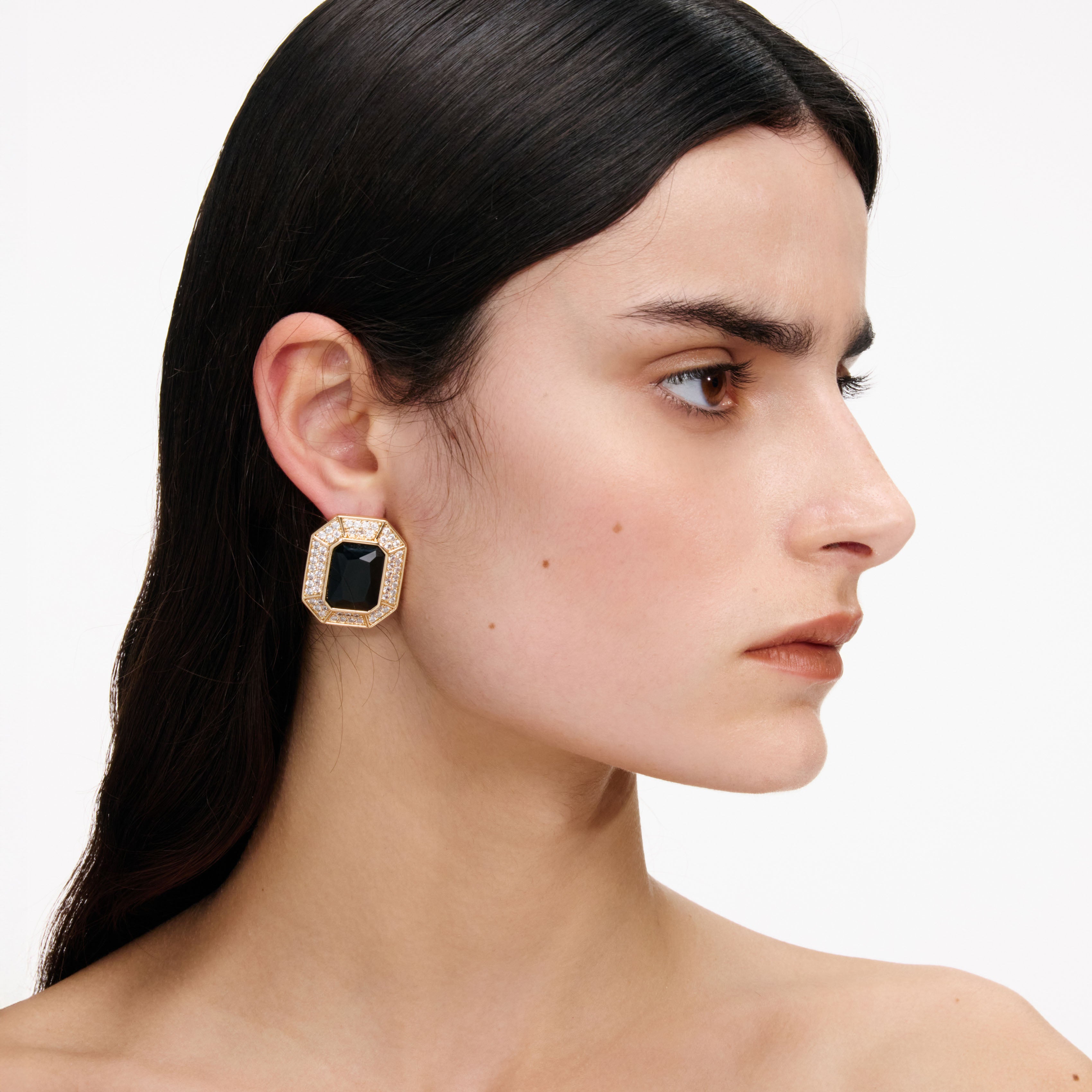 Self Portrait Black Crystal Ohrringe Gold Ohrstecker