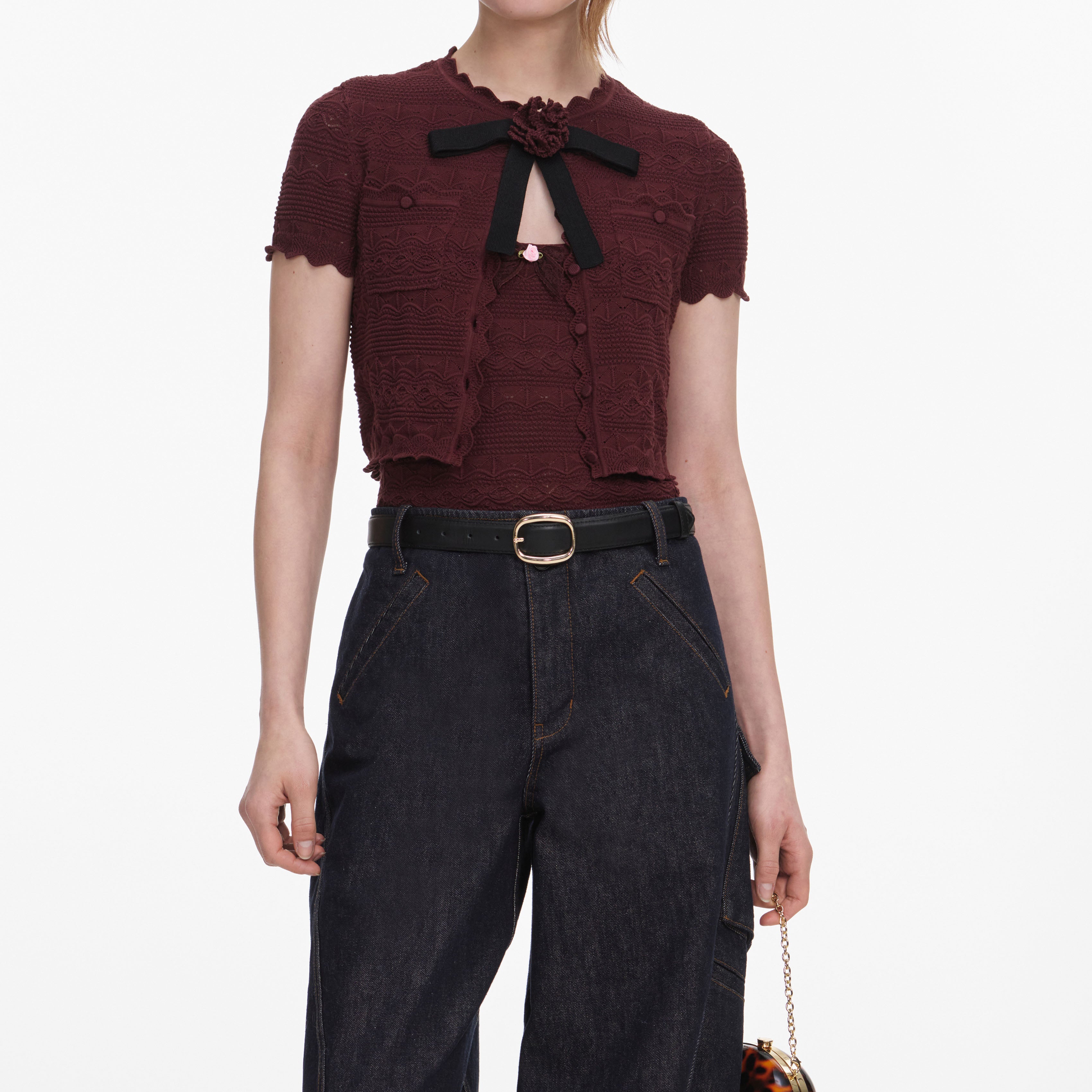 Self Portrait Cargo Jeans Indigo Denim Barrel Blau