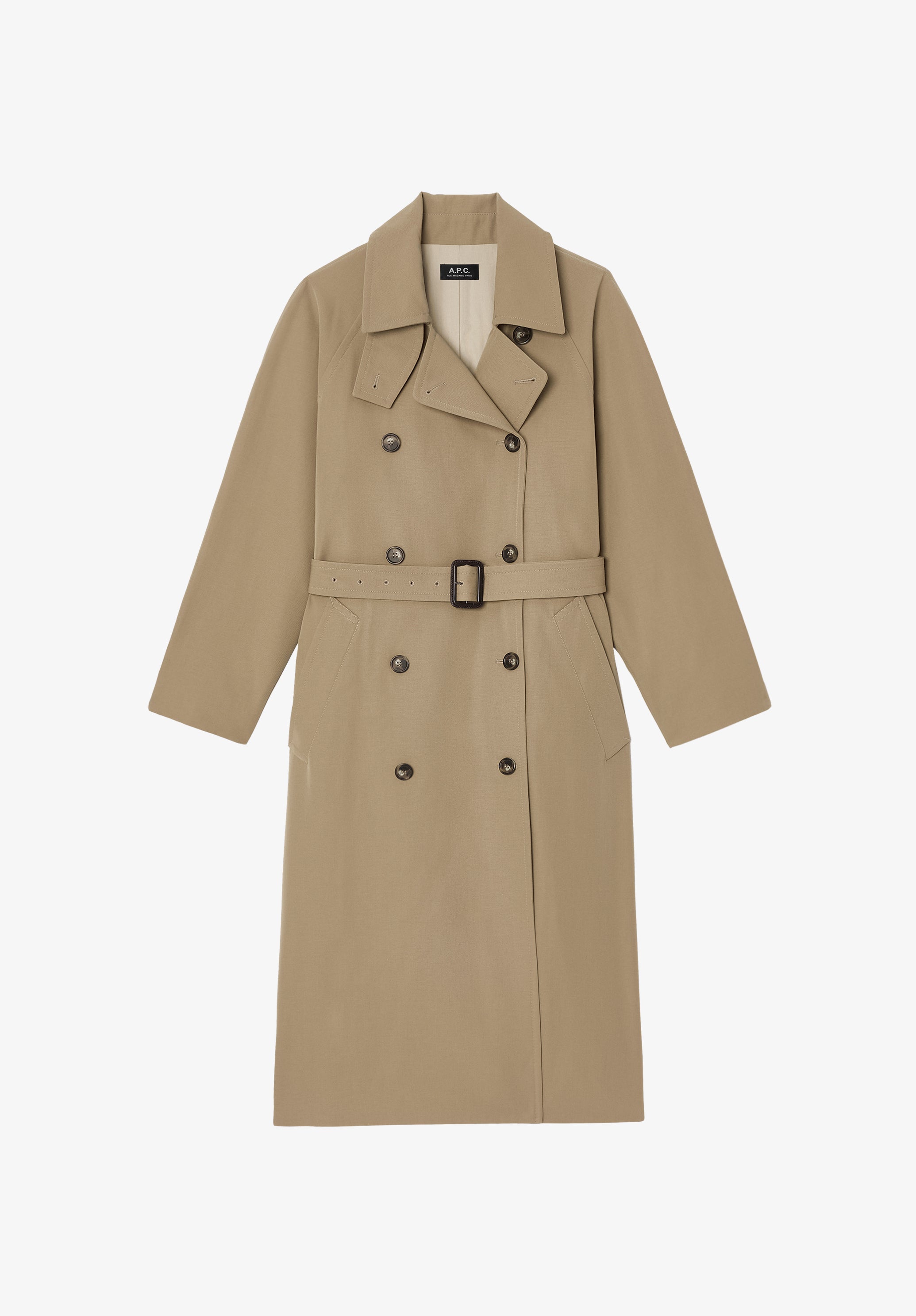 A.P.C. Trenchcoat Mantel knielang wasserabweisend mit Gürtel