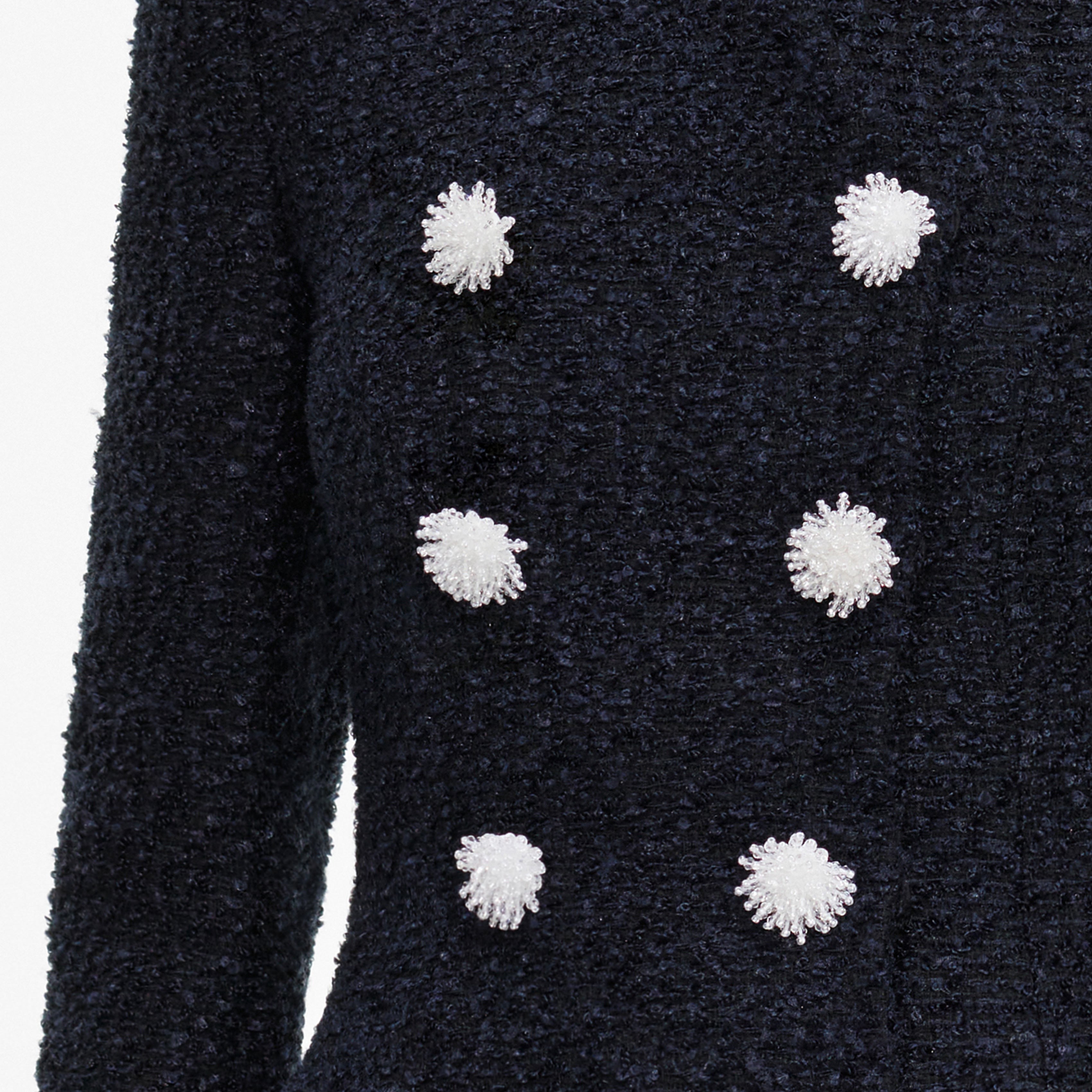 Self Portrait Navy Boucle Minikleid Blau UK Kristallknöpfe