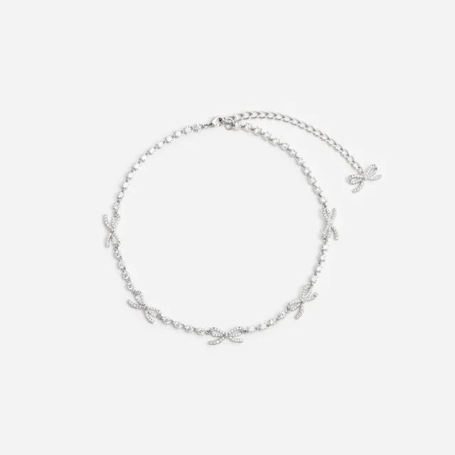 Self Portrait Crystal Bow Halskette Silber Kristall Schleife