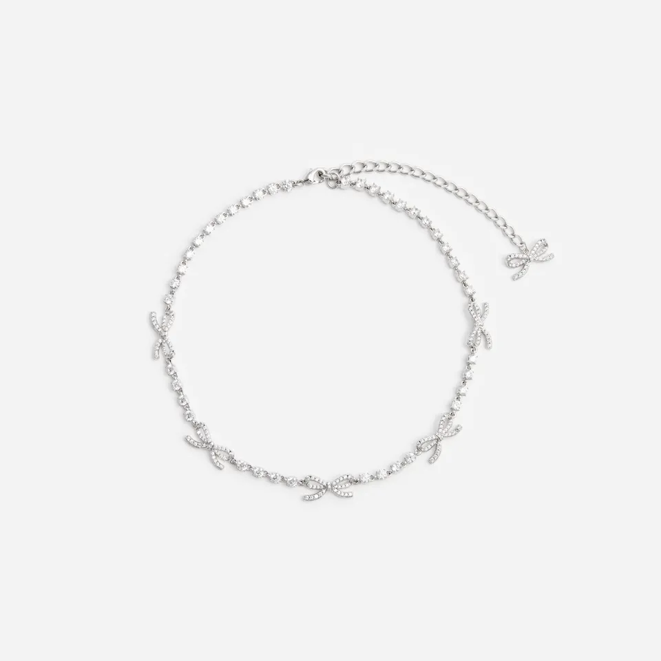 Self Portrait Crystal Bow Halskette Silber Kristall Schleife