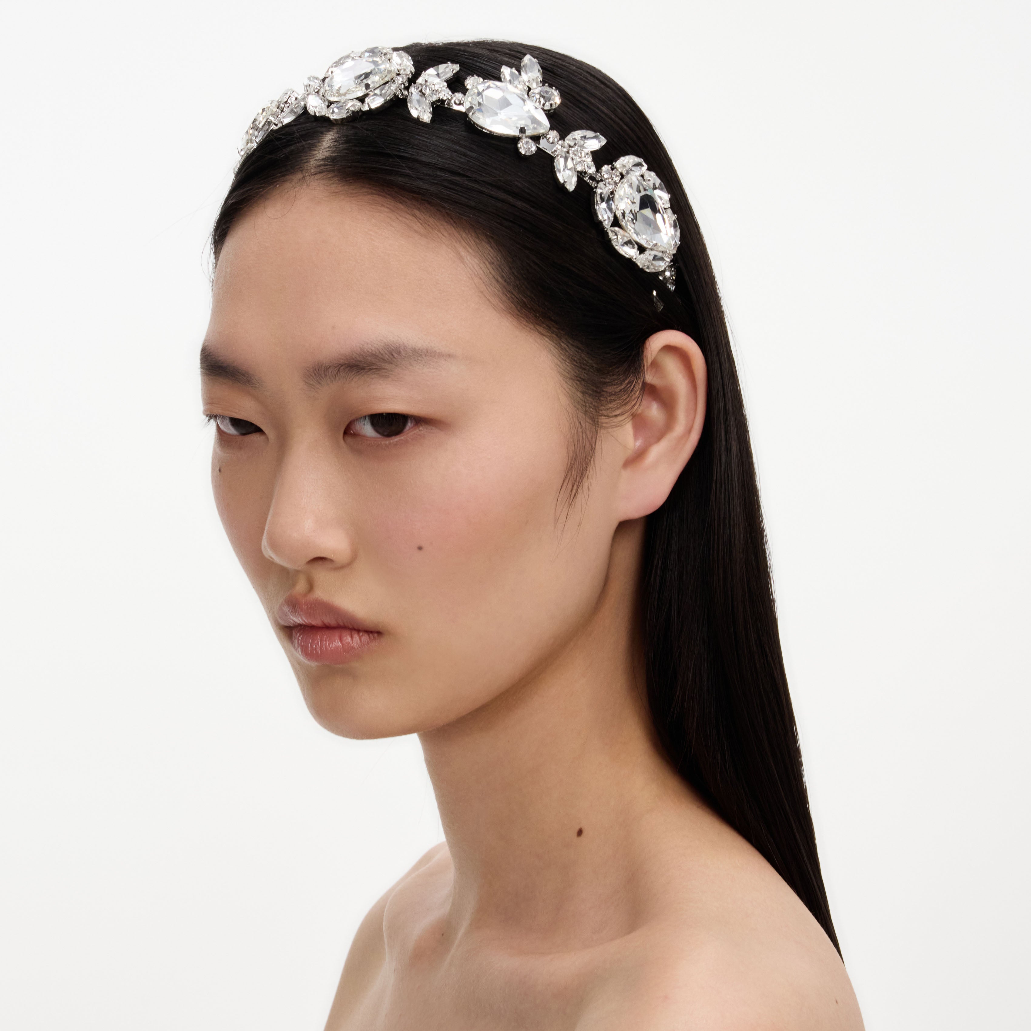 Self Portrait Multi Crystal Headband Silber Kristall